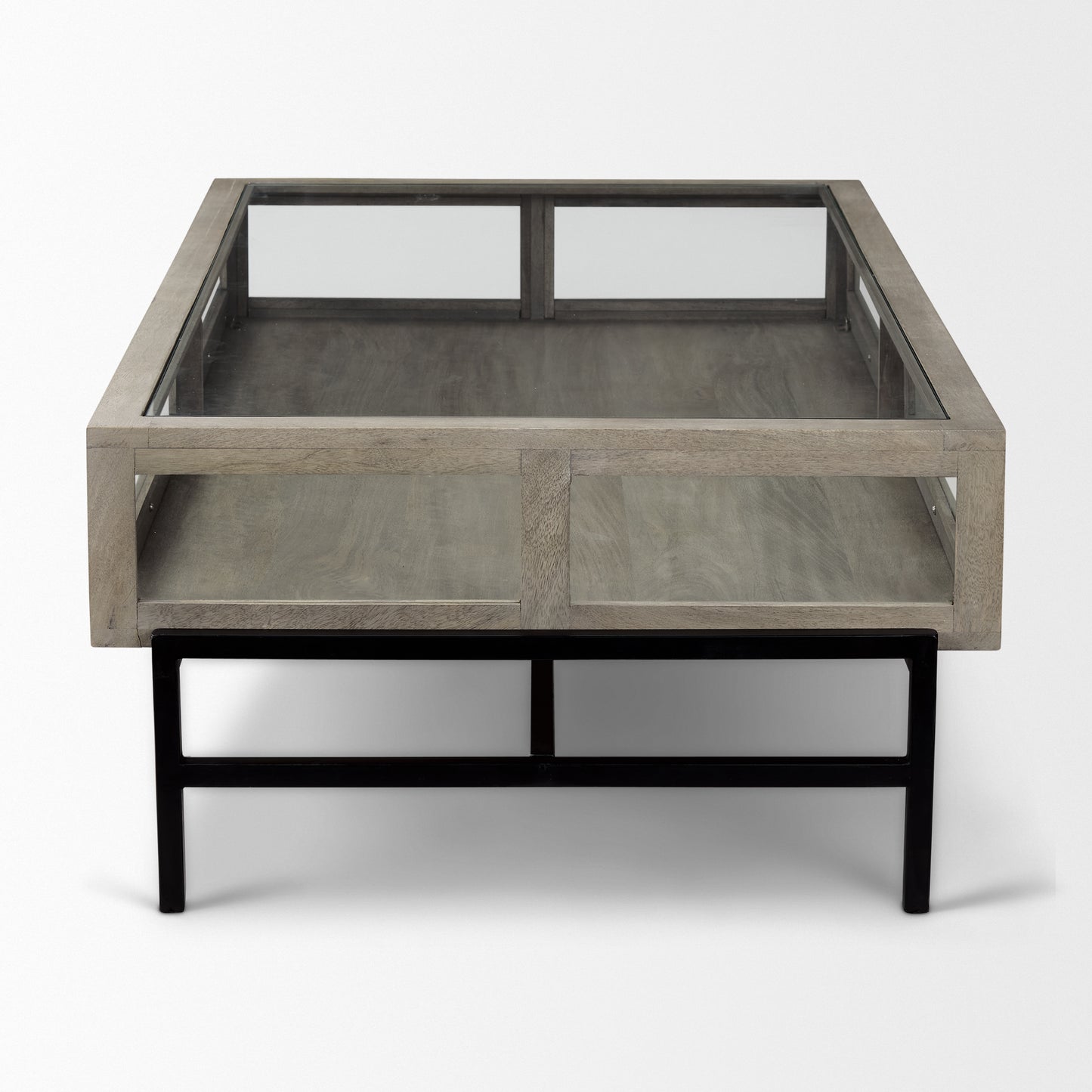 Arelius Coffee Table % 7C Rectangular Gray Wood | Black Metal | Rectangular - coffee-tables