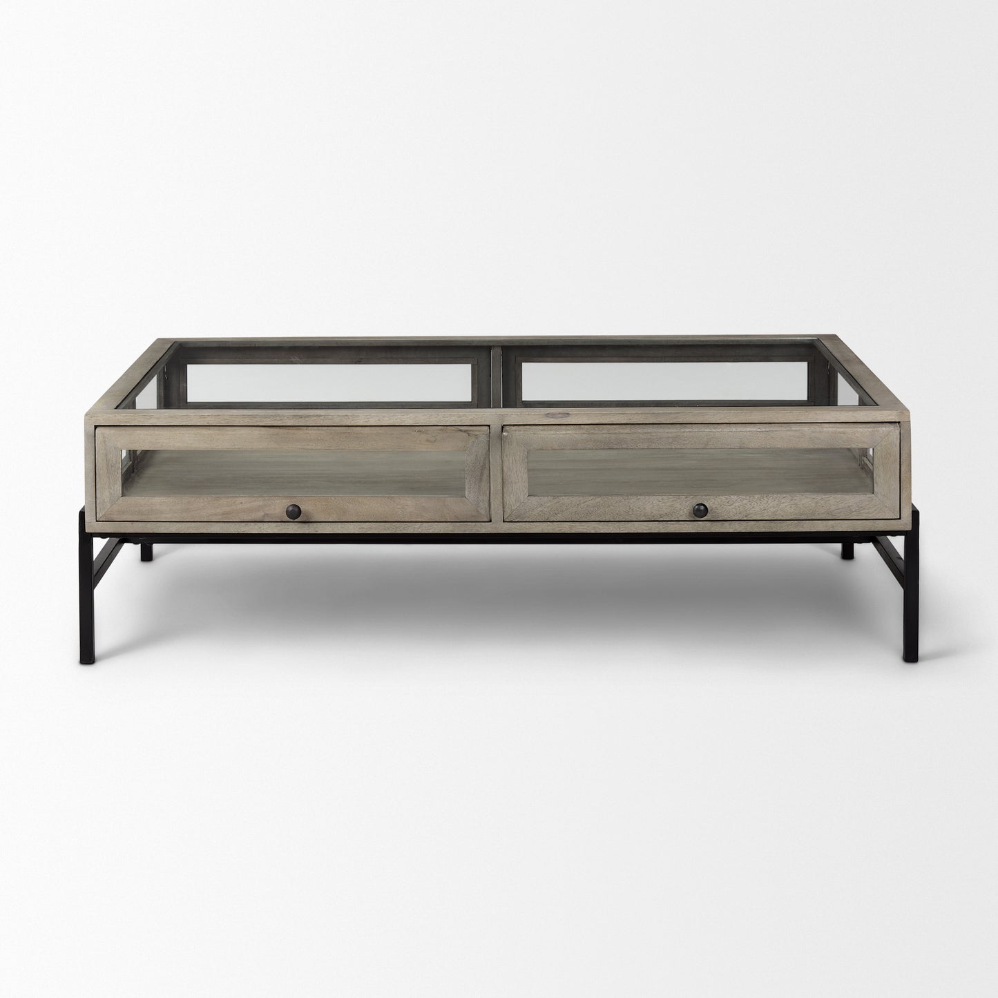 Arelius Coffee Table % 7C Rectangular Gray Wood | Black Metal | Rectangular - coffee-tables