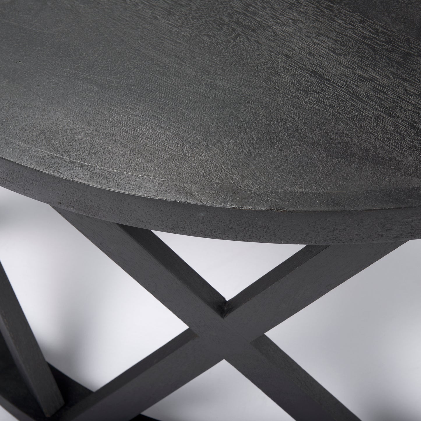 Forsey  28.0L x 45.3W x 18.0H Black Solid Wood Round Coffee Table