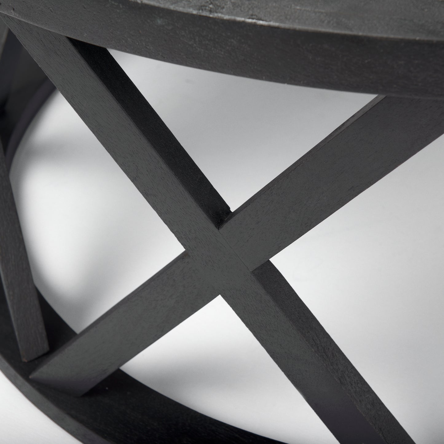 Forsey  28.0L x 45.3W x 18.0H Black Solid Wood Round Coffee Table