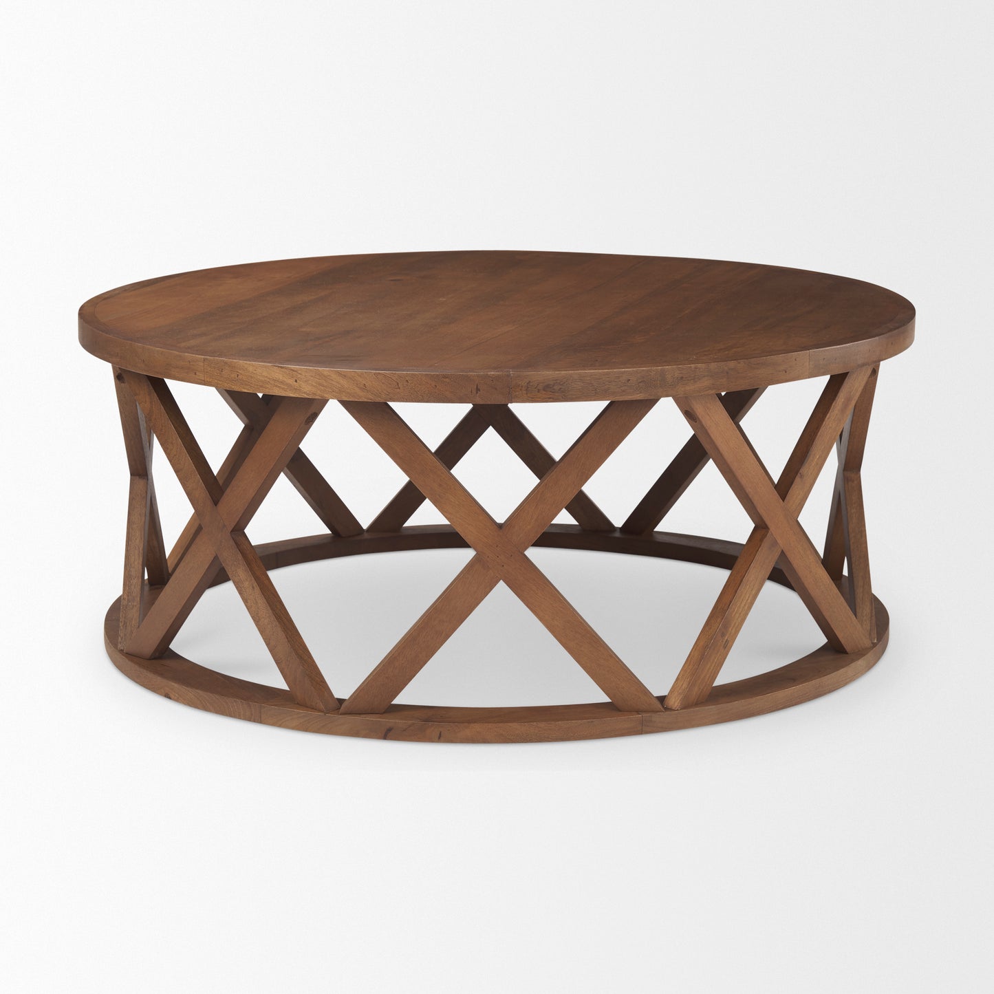 Forsey  28.0L x 45.3W x 18.0H Medium Brown Round Solid Wood Coffee Table