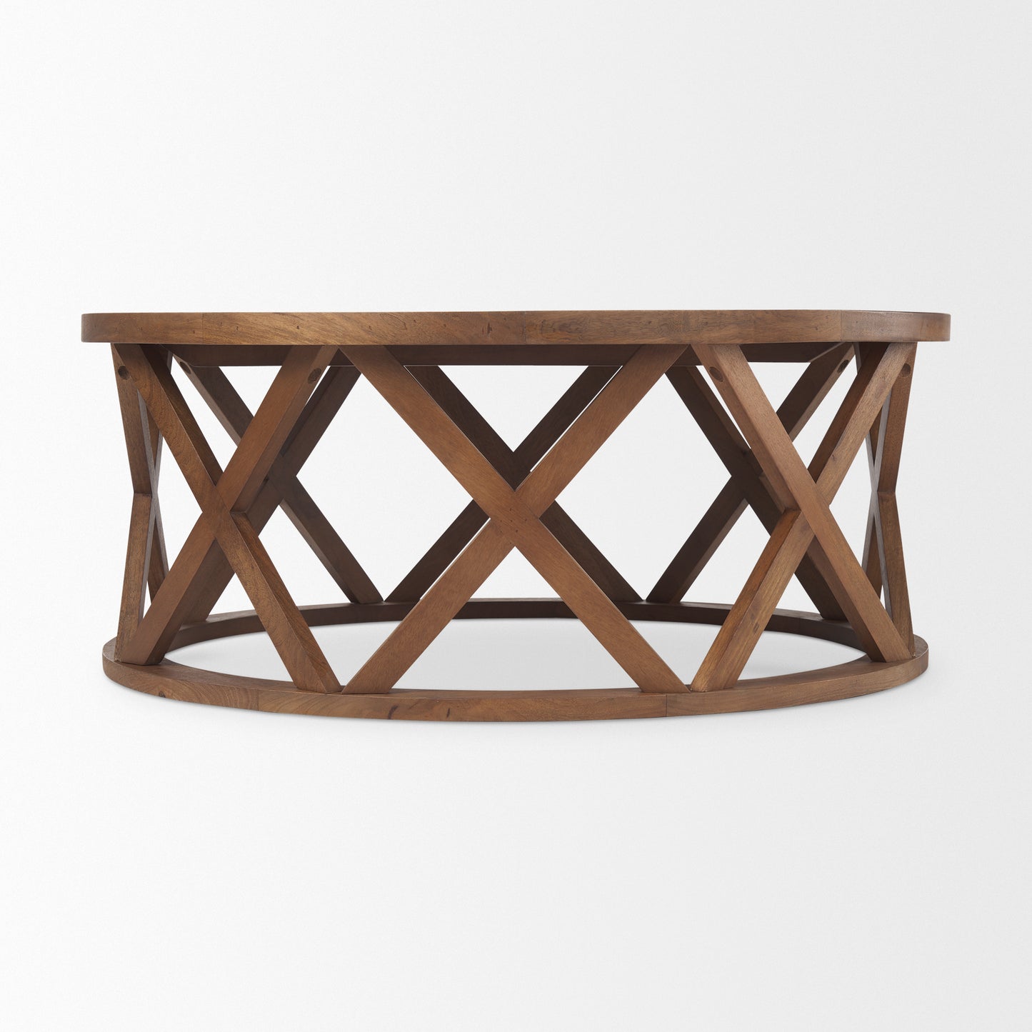 Forsey  28.0L x 45.3W x 18.0H Medium Brown Round Solid Wood Coffee Table