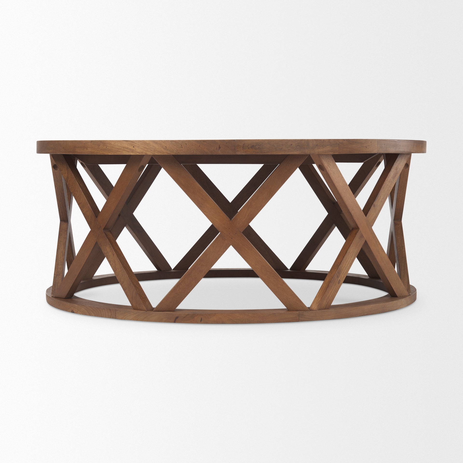 Forsey  28.0L x 45.3W x 18.0H Medium Brown Round Solid Wood Coffee Table