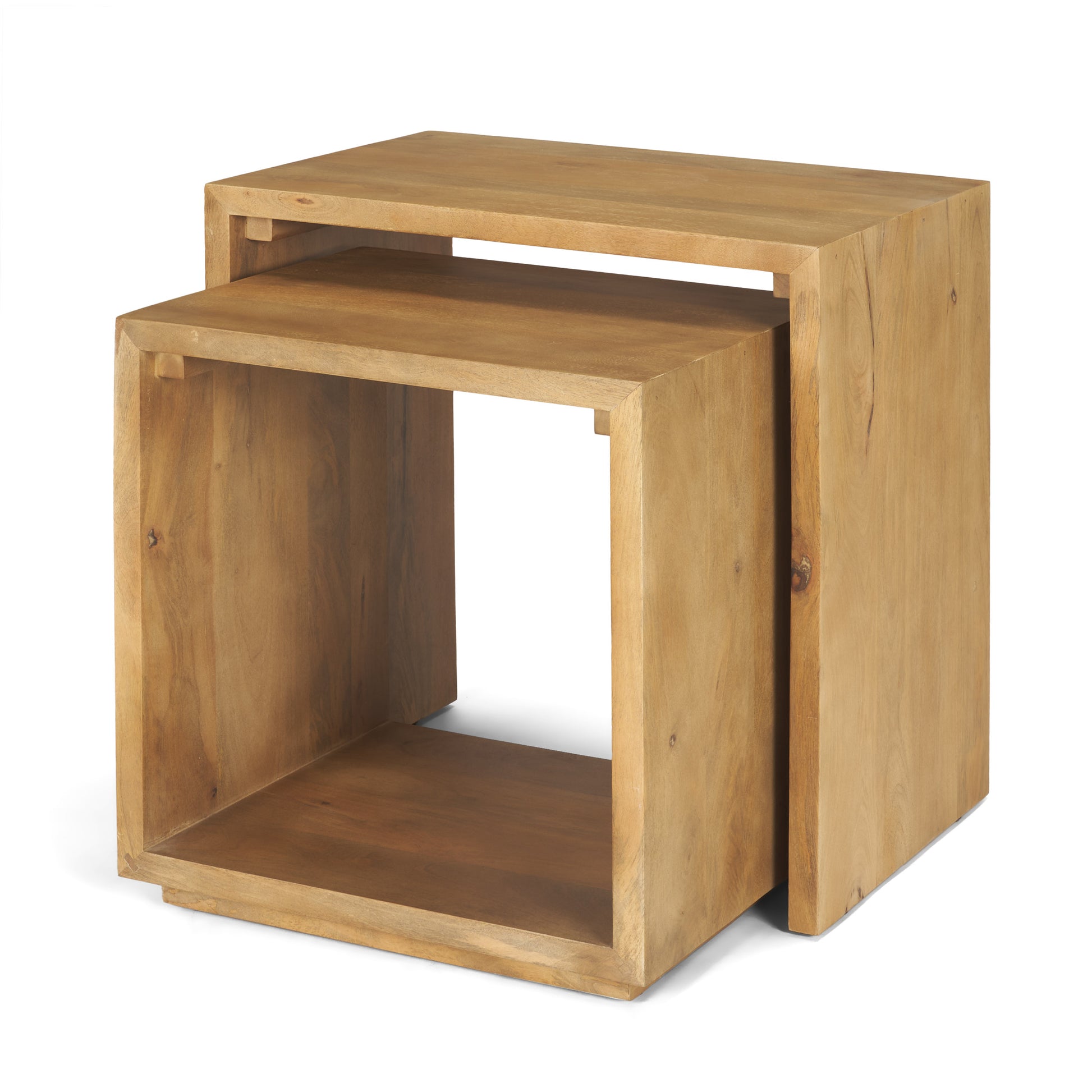 Alanna 22.0L x 15.0W x 22.0H Set of 2 Brown Wood Nesting Accent Tables
