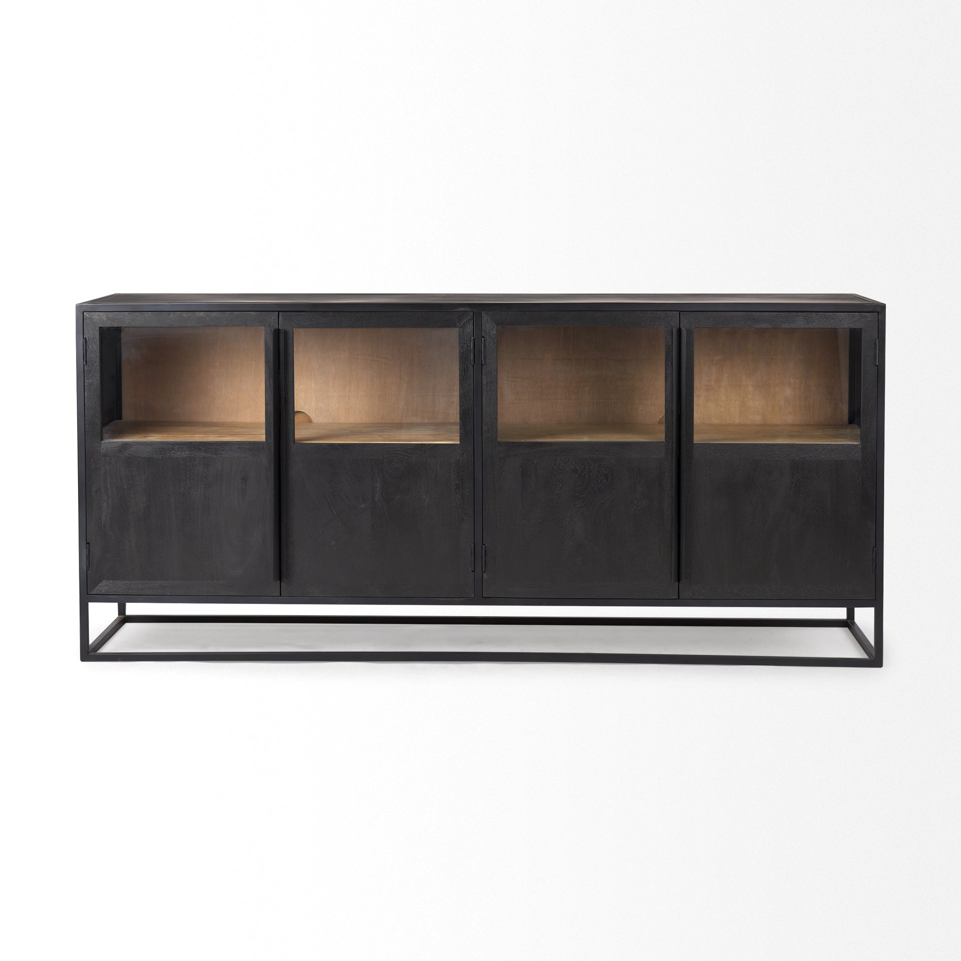 Sloan 80.0L x 17.0W x 36.0H Black Wood W/Black Metal Frame Sideboard