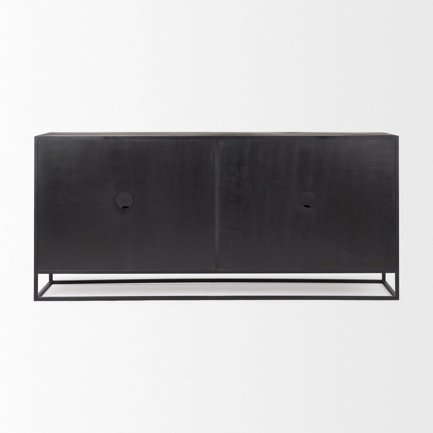 Sloan 80.0L x 17.0W x 36.0H Black Wood W/Black Metal Frame Sideboard
