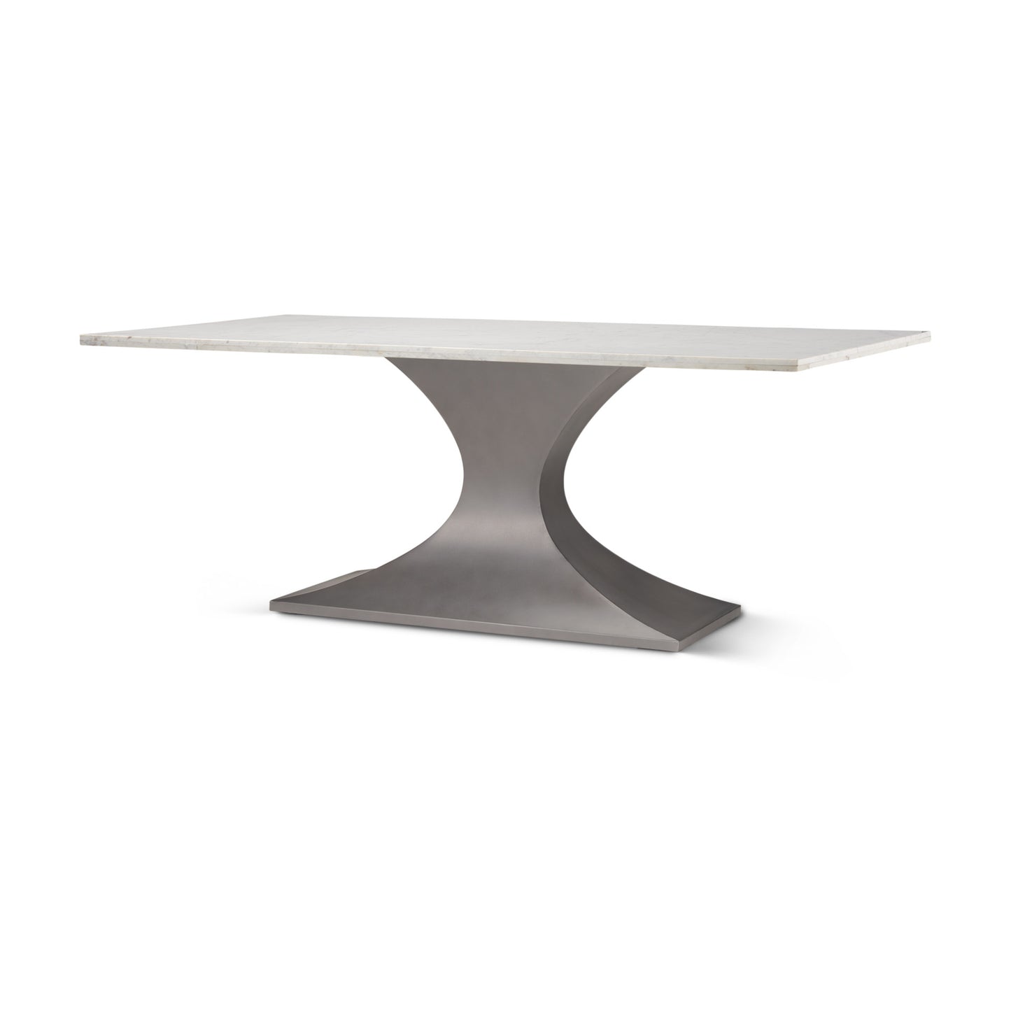 Maxton 79.0L x 39.0W x 30.0H Marble Top w/ Gunmetal Base Dining Table