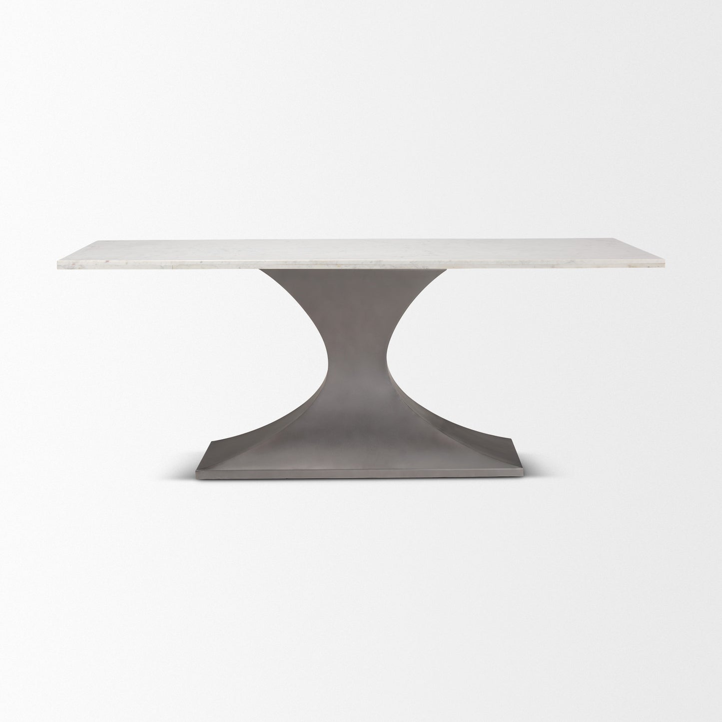 Maxton 79.0L x 39.0W x 30.0H Marble Top w/ Gunmetal Base Dining Table