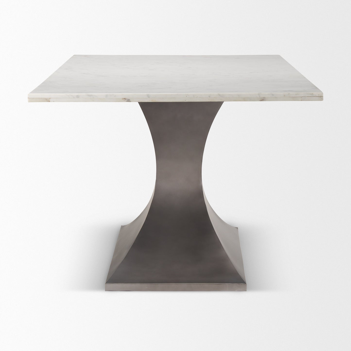 Maxton 79.0L x 39.0W x 30.0H Marble Top w/ Gunmetal Base Dining Table