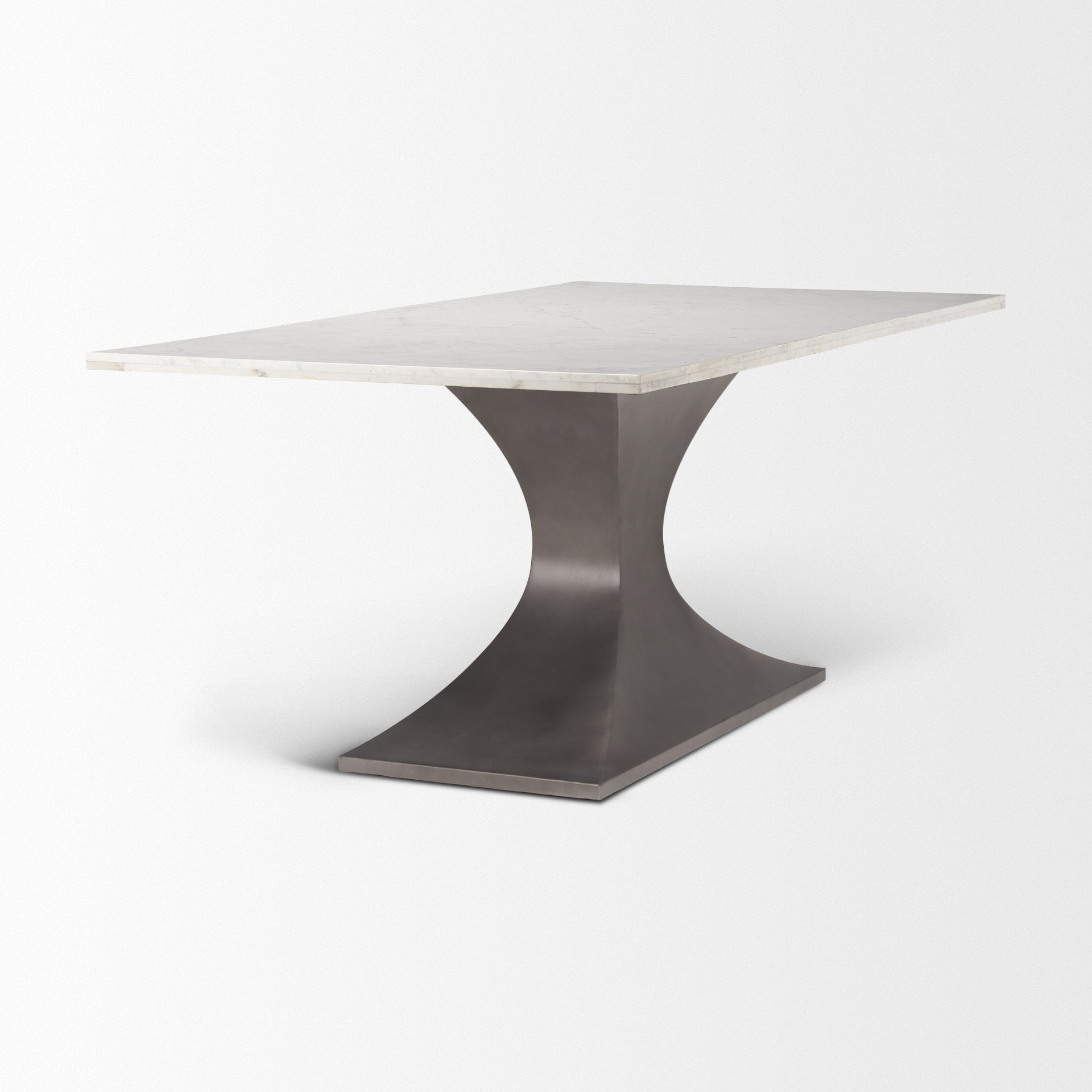 Maxton 79.0L x 39.0W x 30.0H Marble Top w/ Gunmetal Base Dining Table