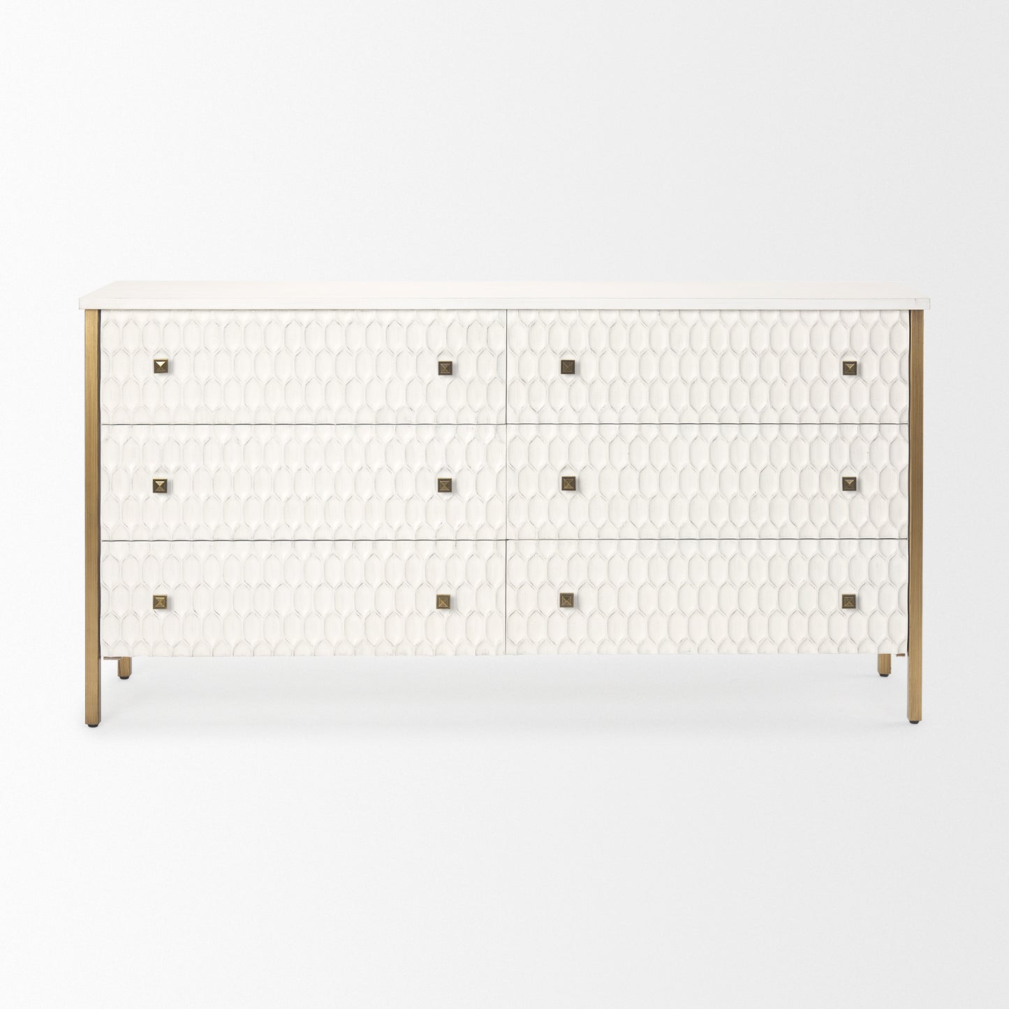 Savannah Gold Sideboard White | Gold Metal | 6 Drawer - sideboards-and-buffets