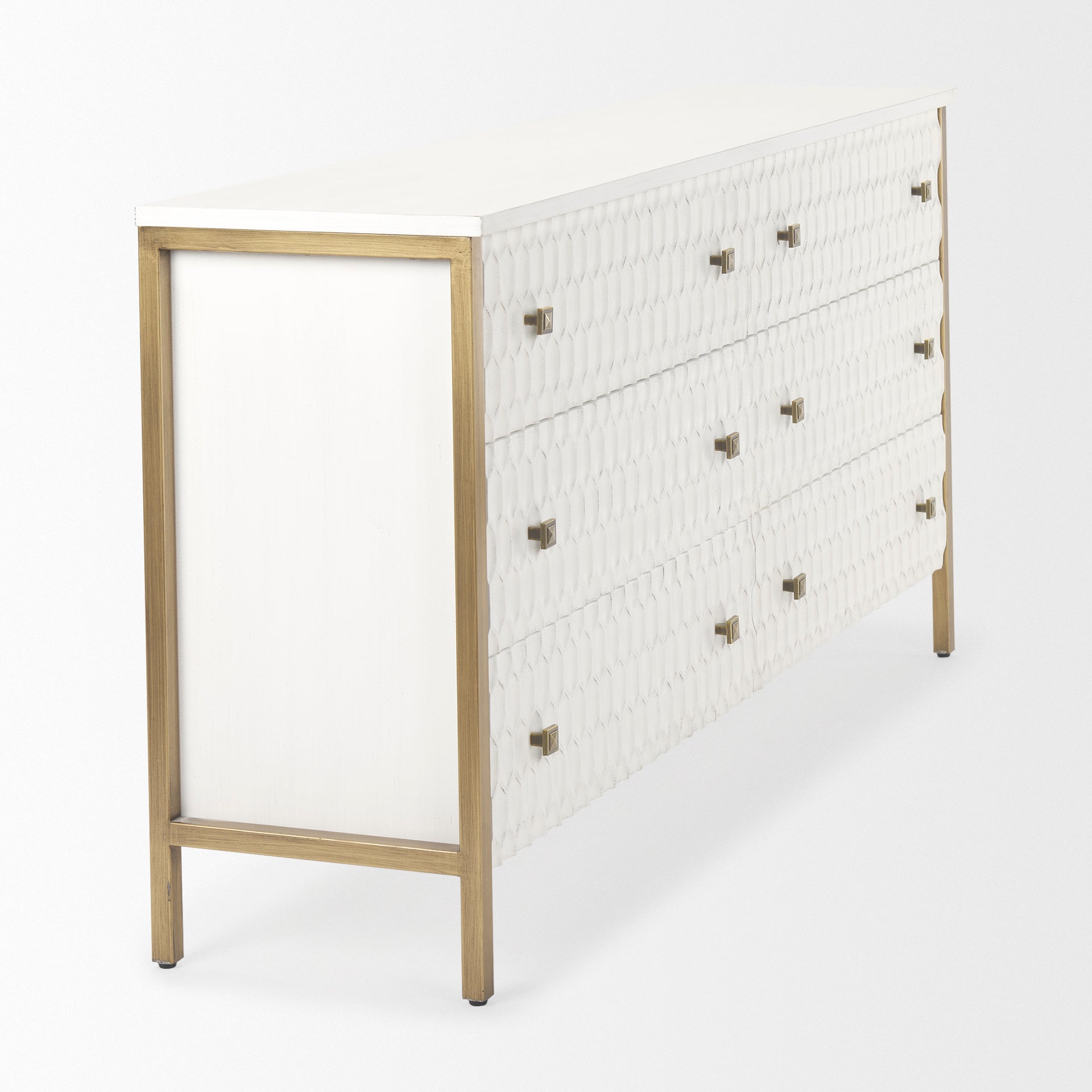 Savannah Gold Sideboard White | Gold Metal | 6 Drawer - sideboards-and-buffets