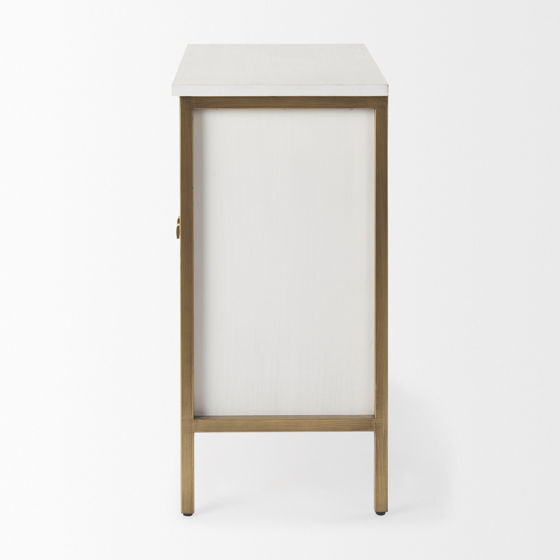 Savannah White Fir Veneer w/ Gold Metal Accent 2-Door Accent Cabinet
