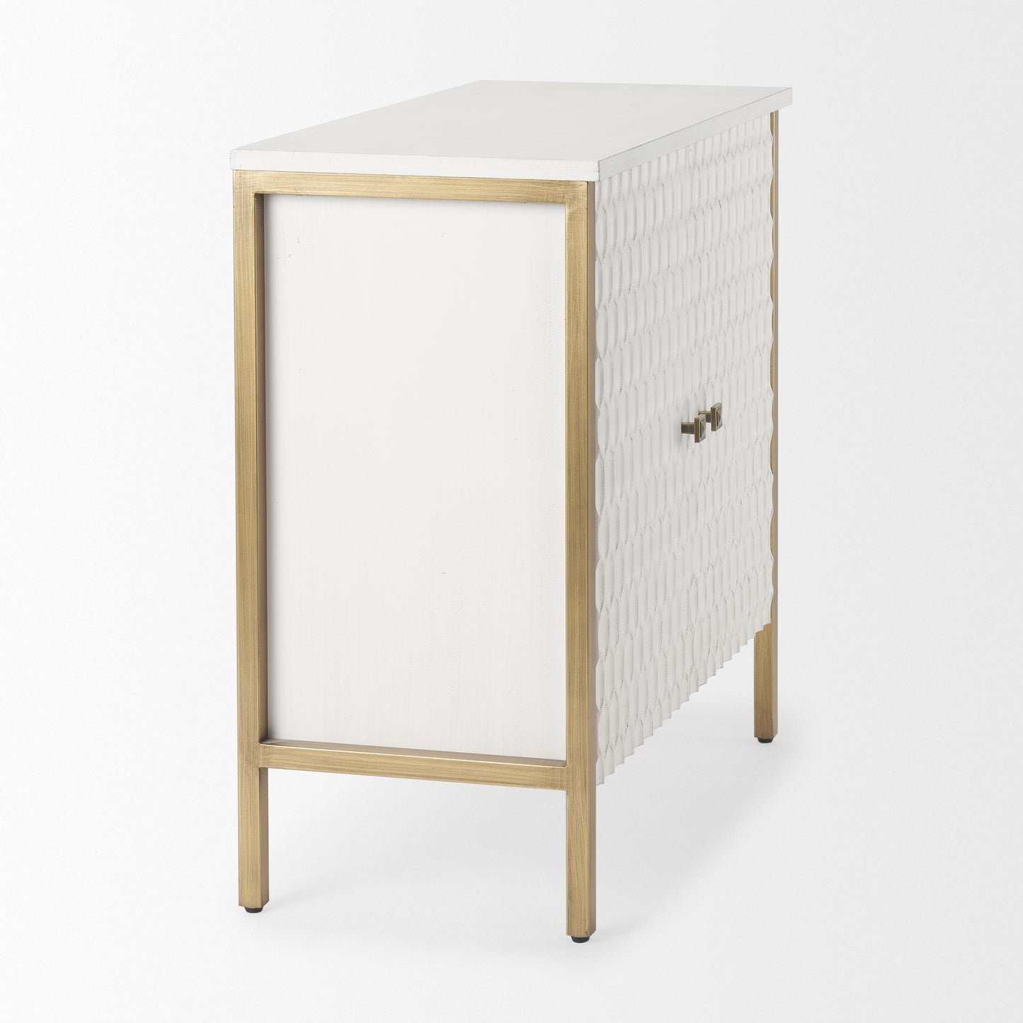 Savannah White Fir Veneer w/ Gold Metal Accent 2-Door Accent Cabinet