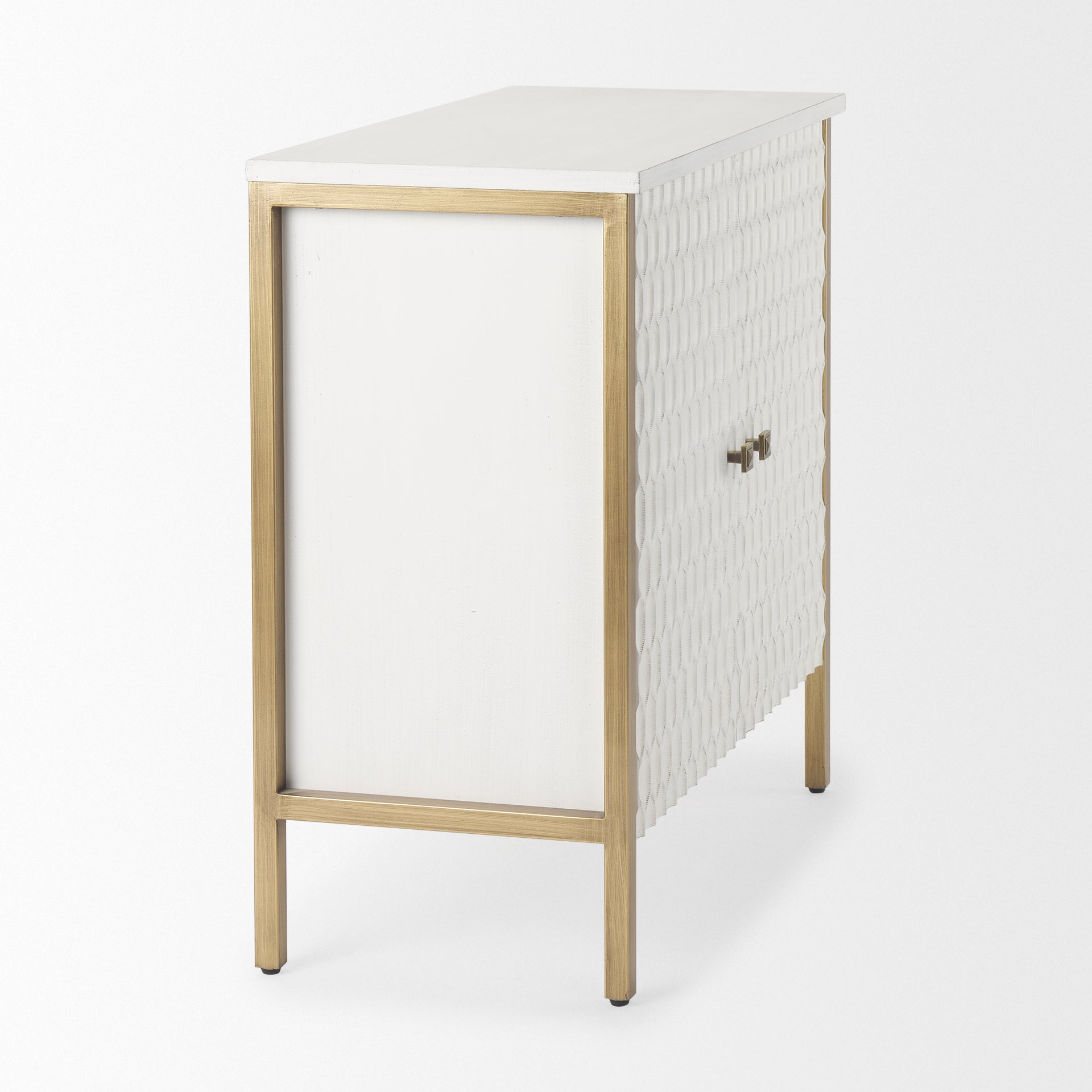 Savannah White Fir Veneer w/ Gold Metal Accent 2-Door Accent Cabinet