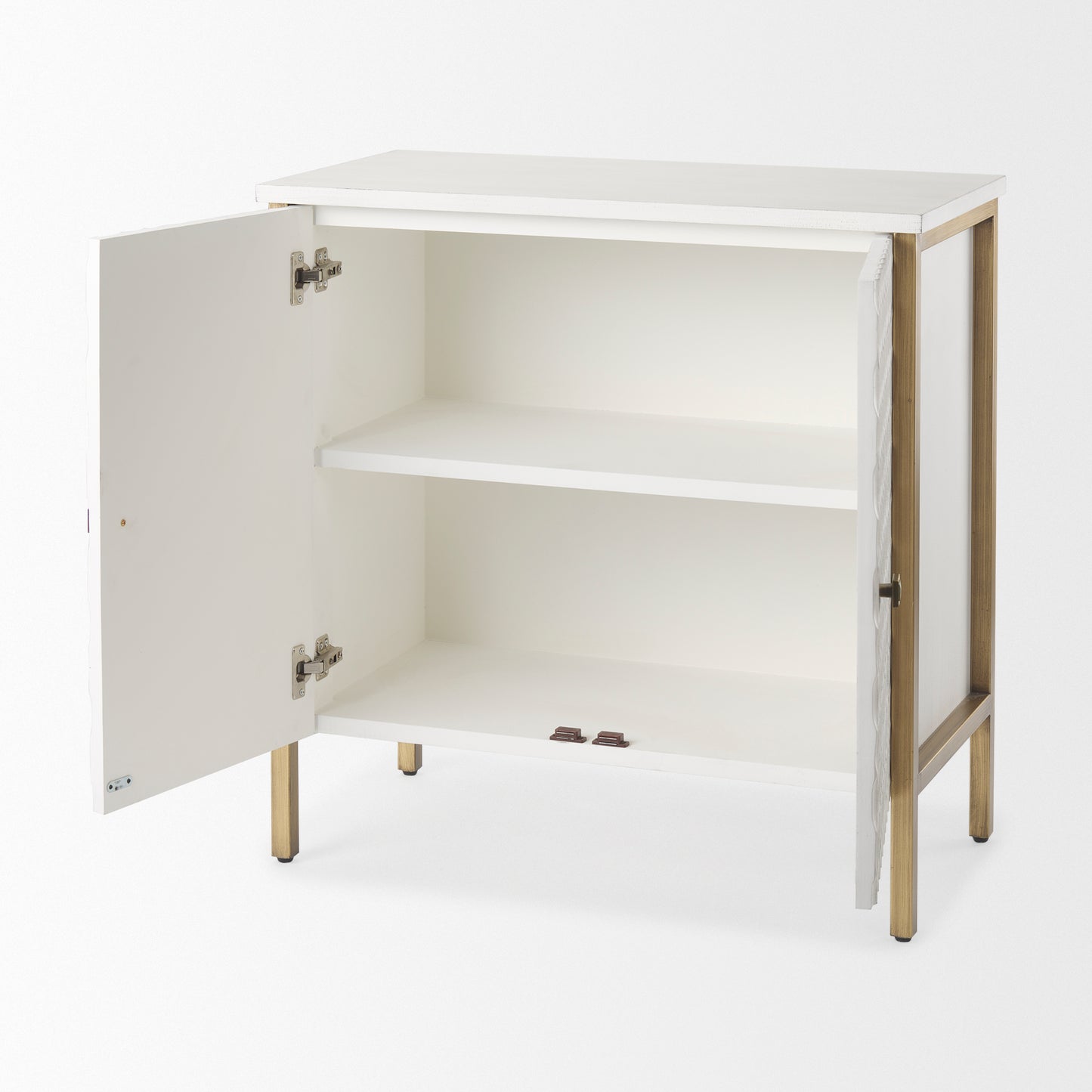 Savannah White Fir Veneer w/ Gold Metal Accent 2-Door Accent Cabinet
