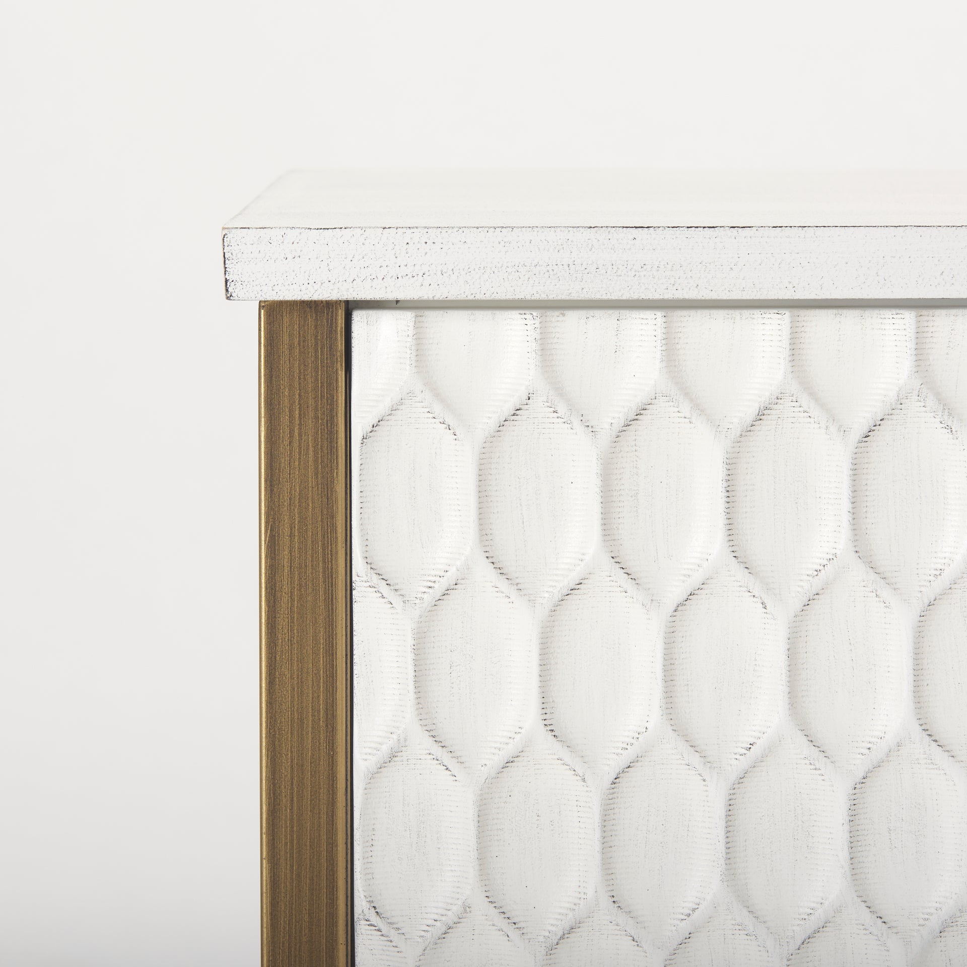 Savannah White Fir Veneer w/ Gold Metal Accent 2-Door Accent Cabinet