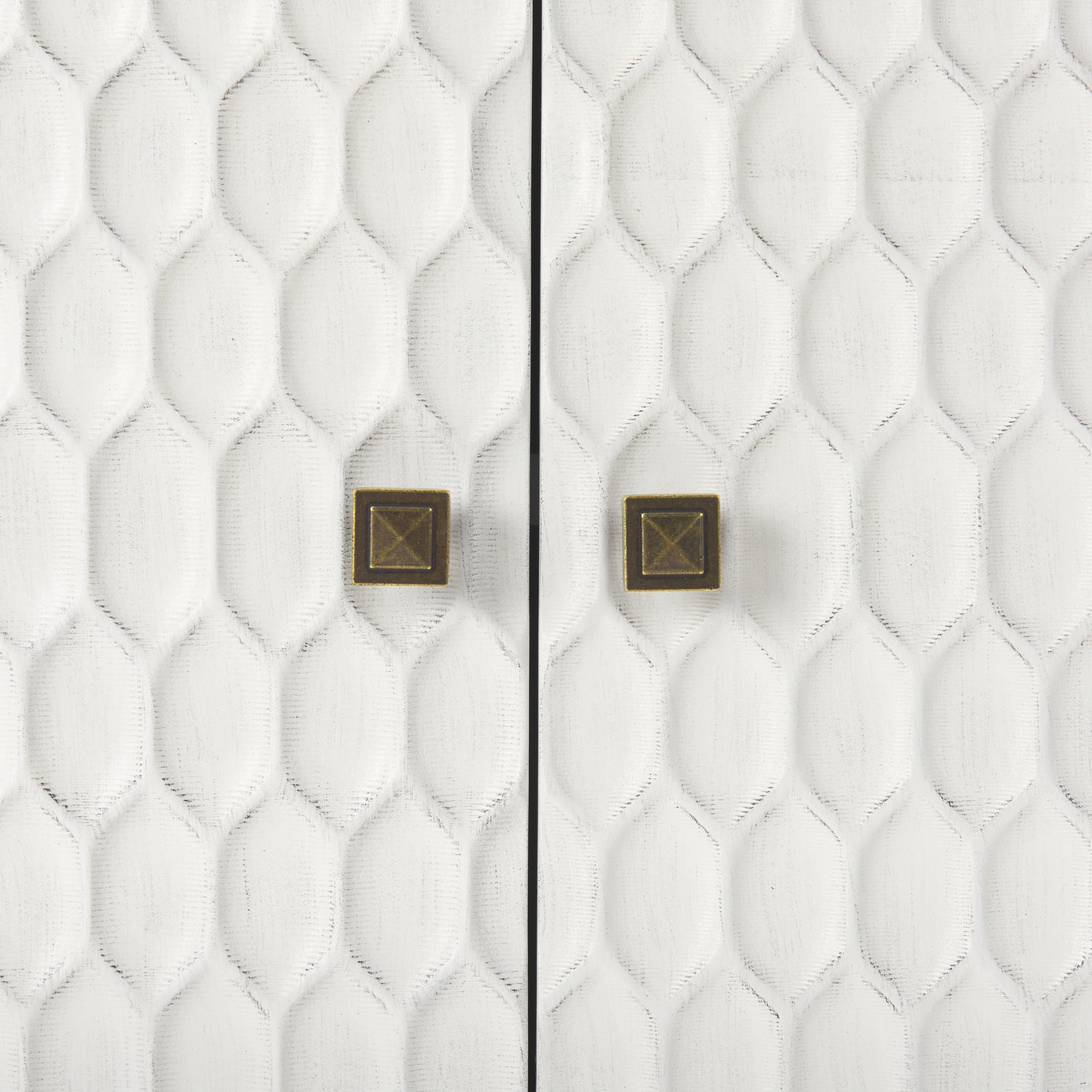 Savannah White Fir Veneer w/ Gold Metal Accent 2-Door Accent Cabinet