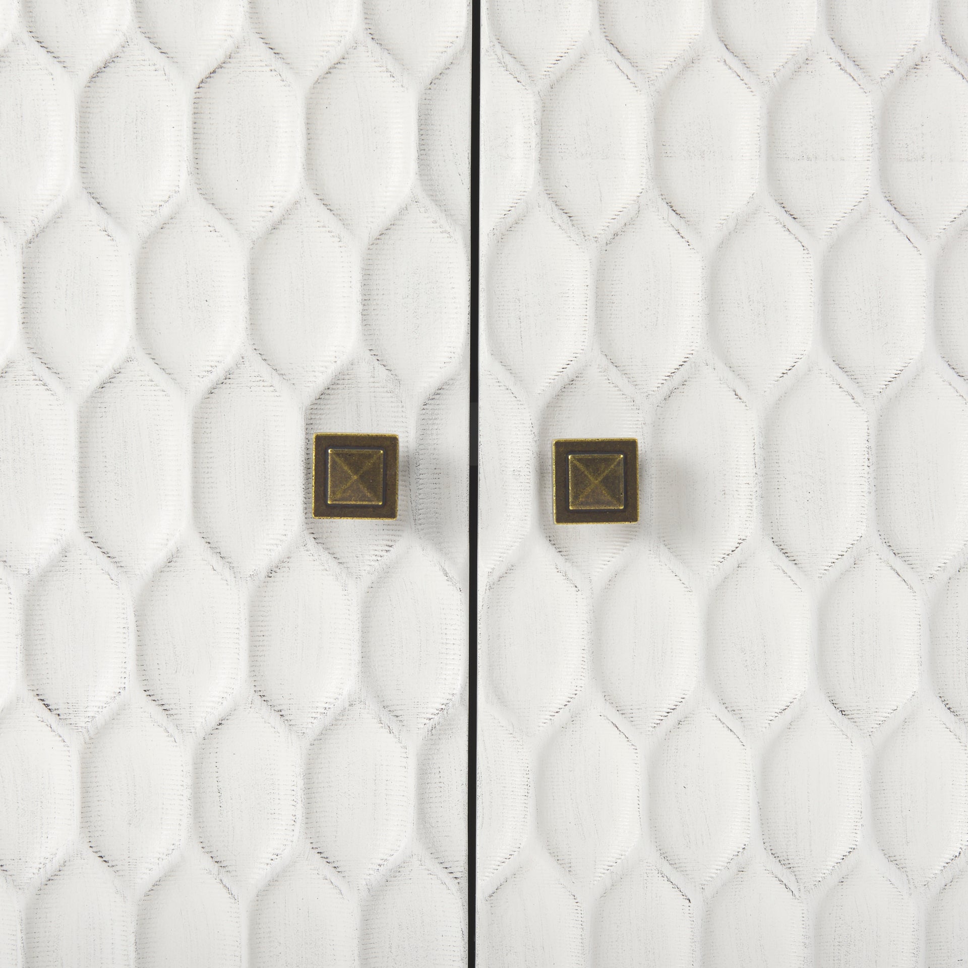 Savannah White Fir Veneer w/ Gold Metal Accent 2-Door Accent Cabinet