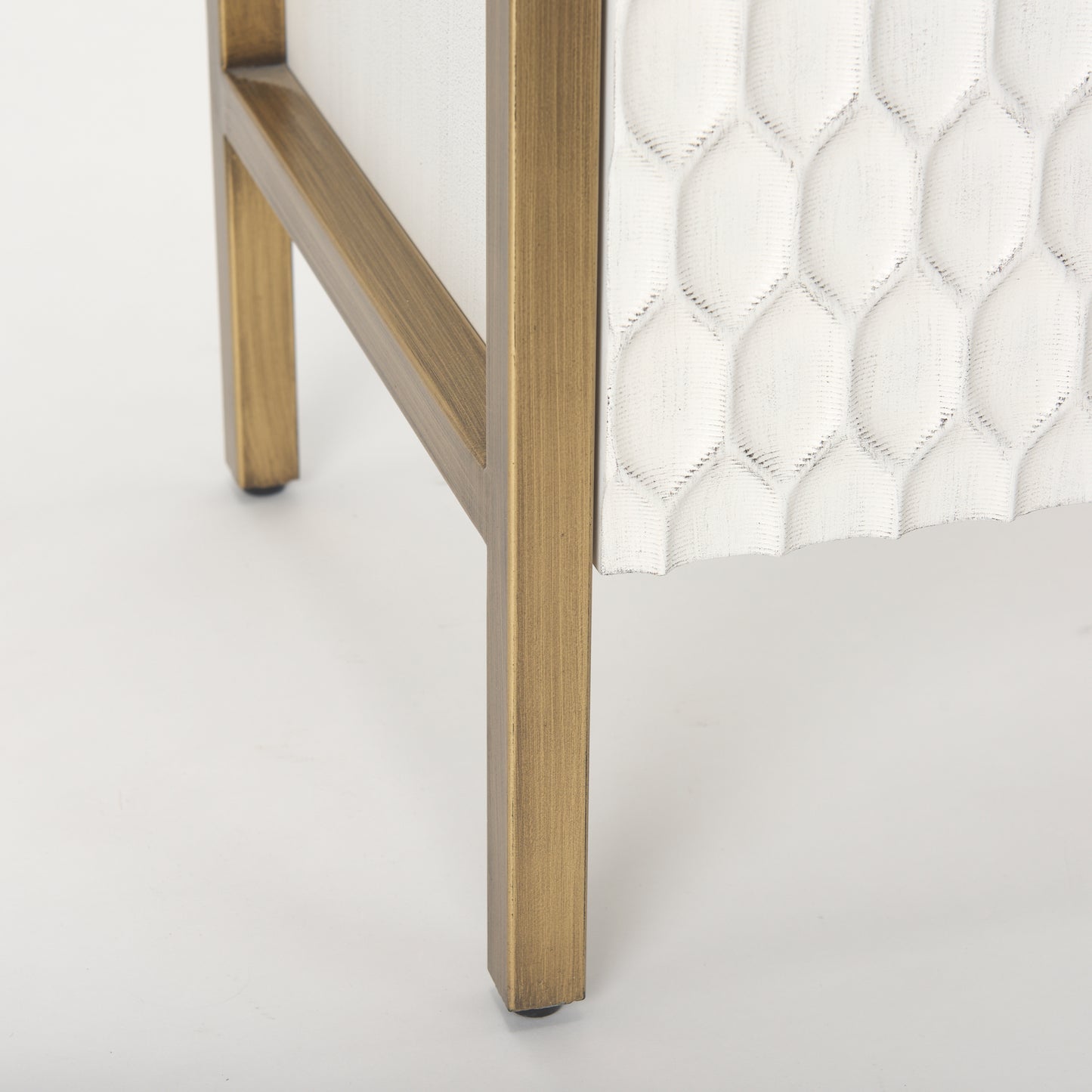 Savannah White Fir Veneer w/ Gold Metal Accent 2-Door Accent Cabinet