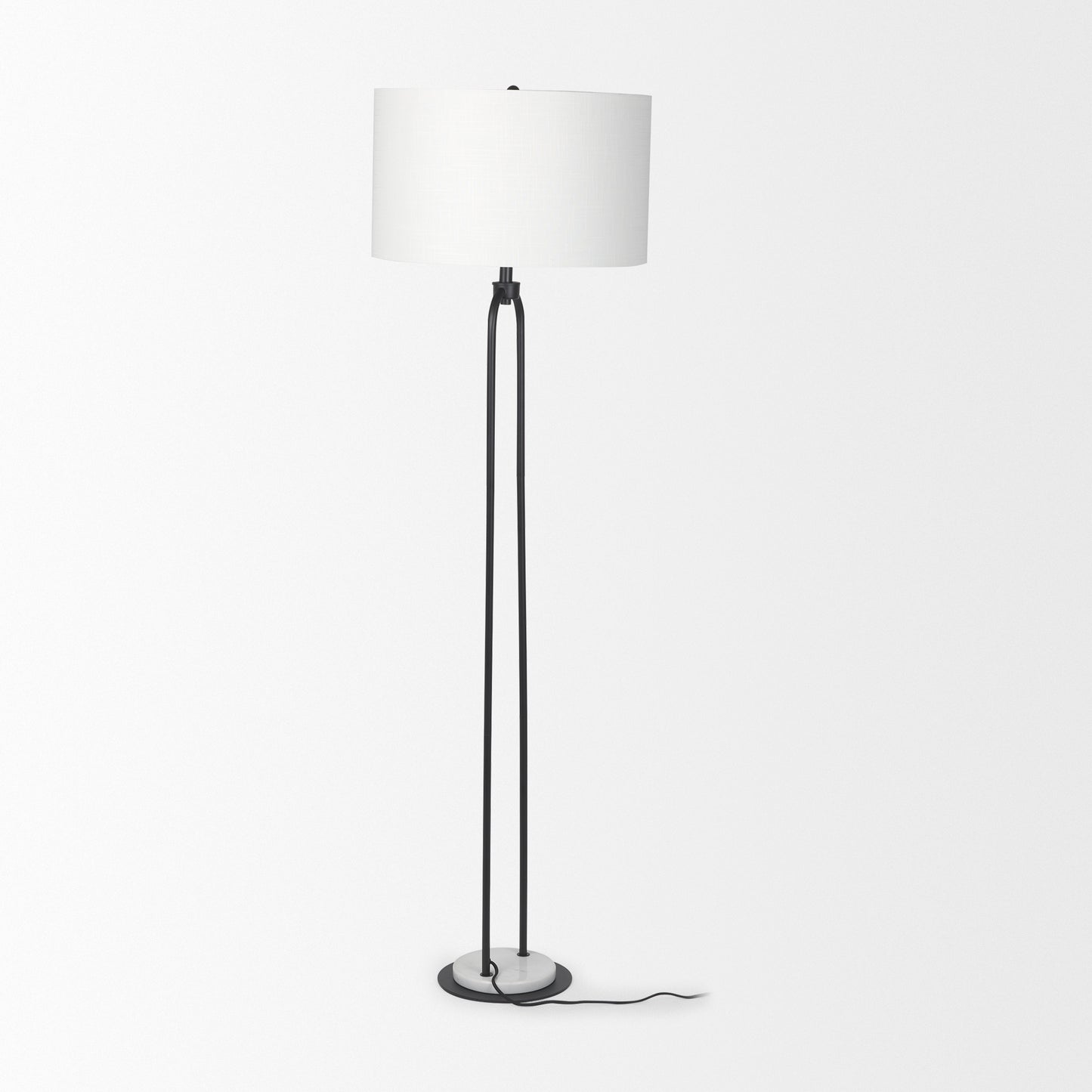 Sarah Floor Lamp Black Metal | White Shade - floor-lamps