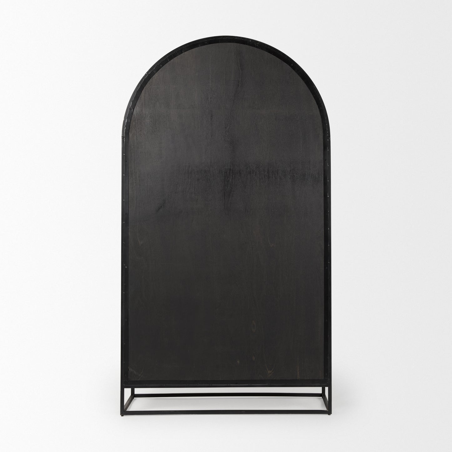 Sloan 85.5H Black Wood W/Black Metal Frame Arch Cabinet