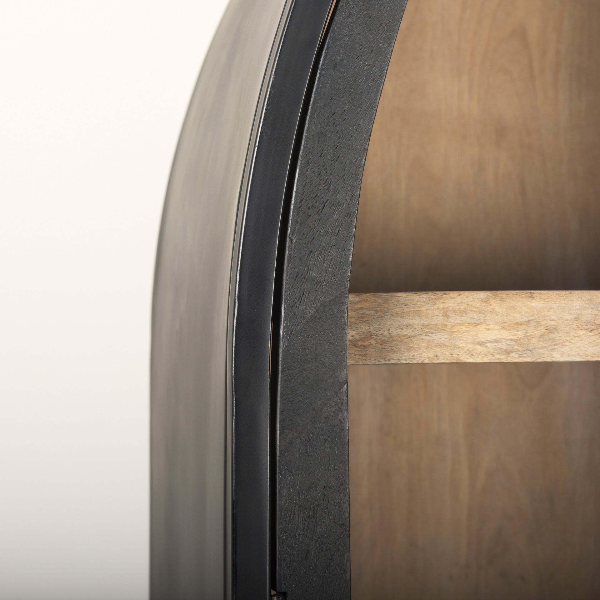 Sloan 85.5H Black Wood W/Black Metal Frame Arch Cabinet