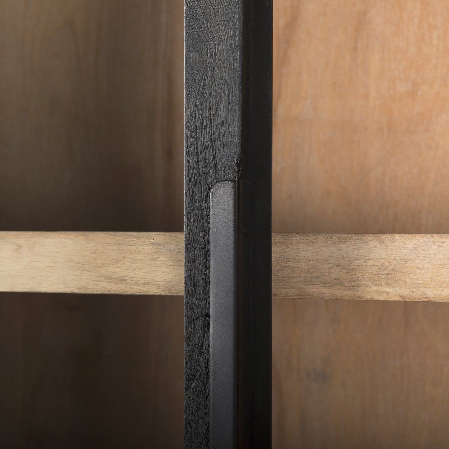 Sloan 85.5H Black Wood W/Black Metal Frame Arch Cabinet