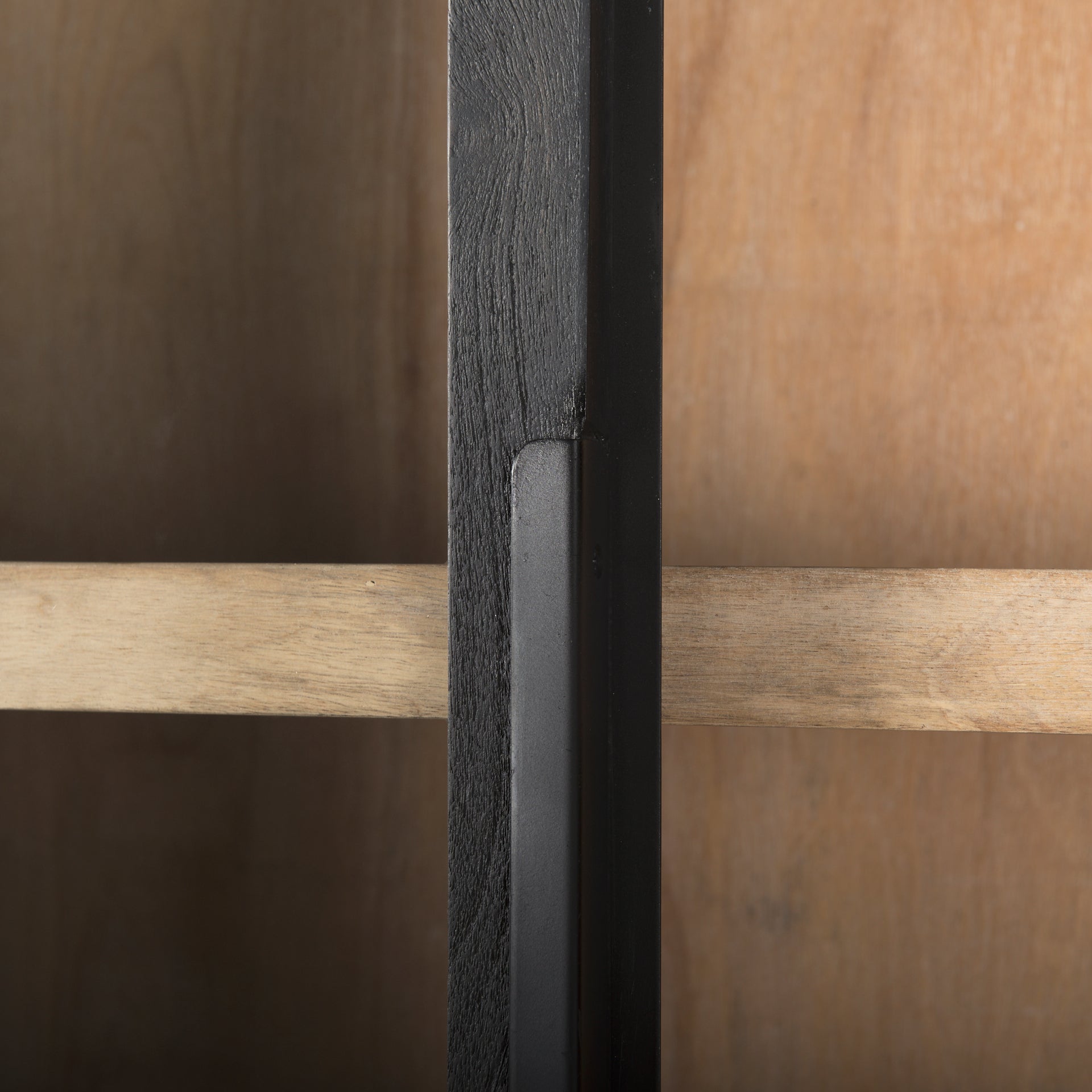 Sloan 85.5H Black Wood W/Black Metal Frame Arch Cabinet