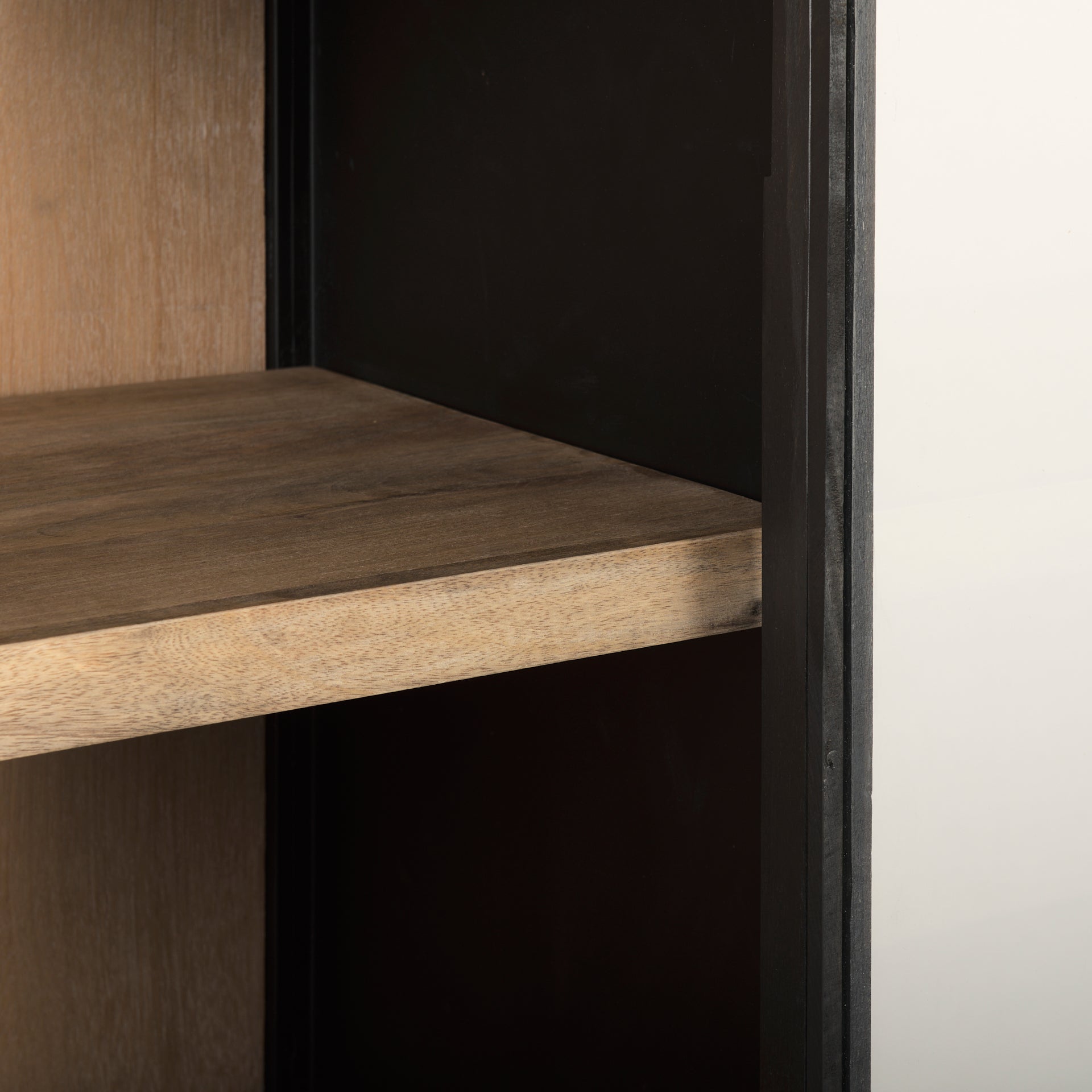 Sloan 47.5W x 85.5H Black Wood W/Black Metal Frame Arch Cabinet