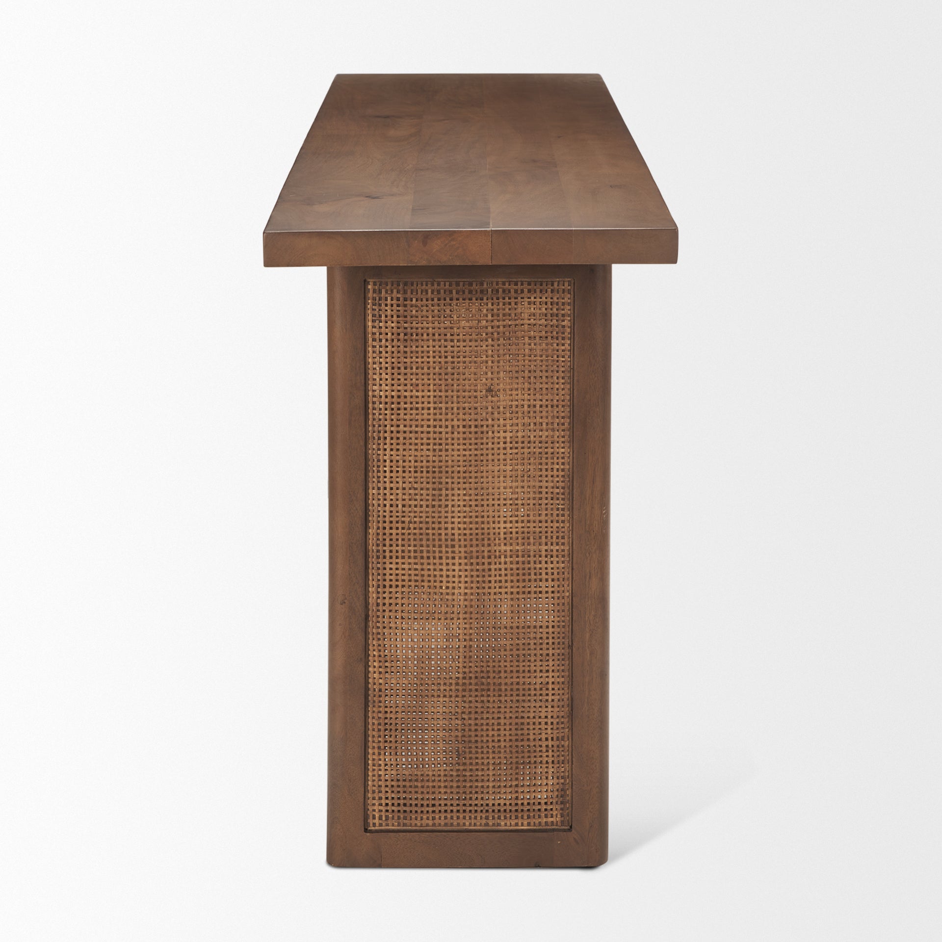 Grier Console Table Medium Brown Wood | Cane Accent - console-tables