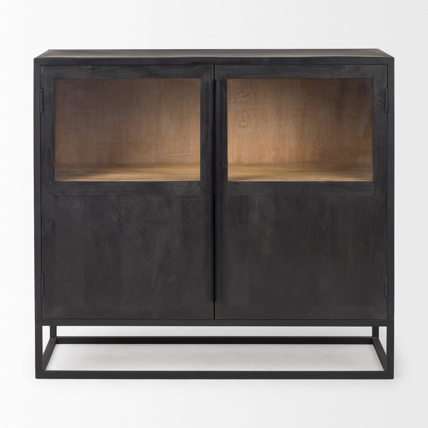 Sloan 40.0W Black Wood W/Black Metal Frame Accent Cabinet