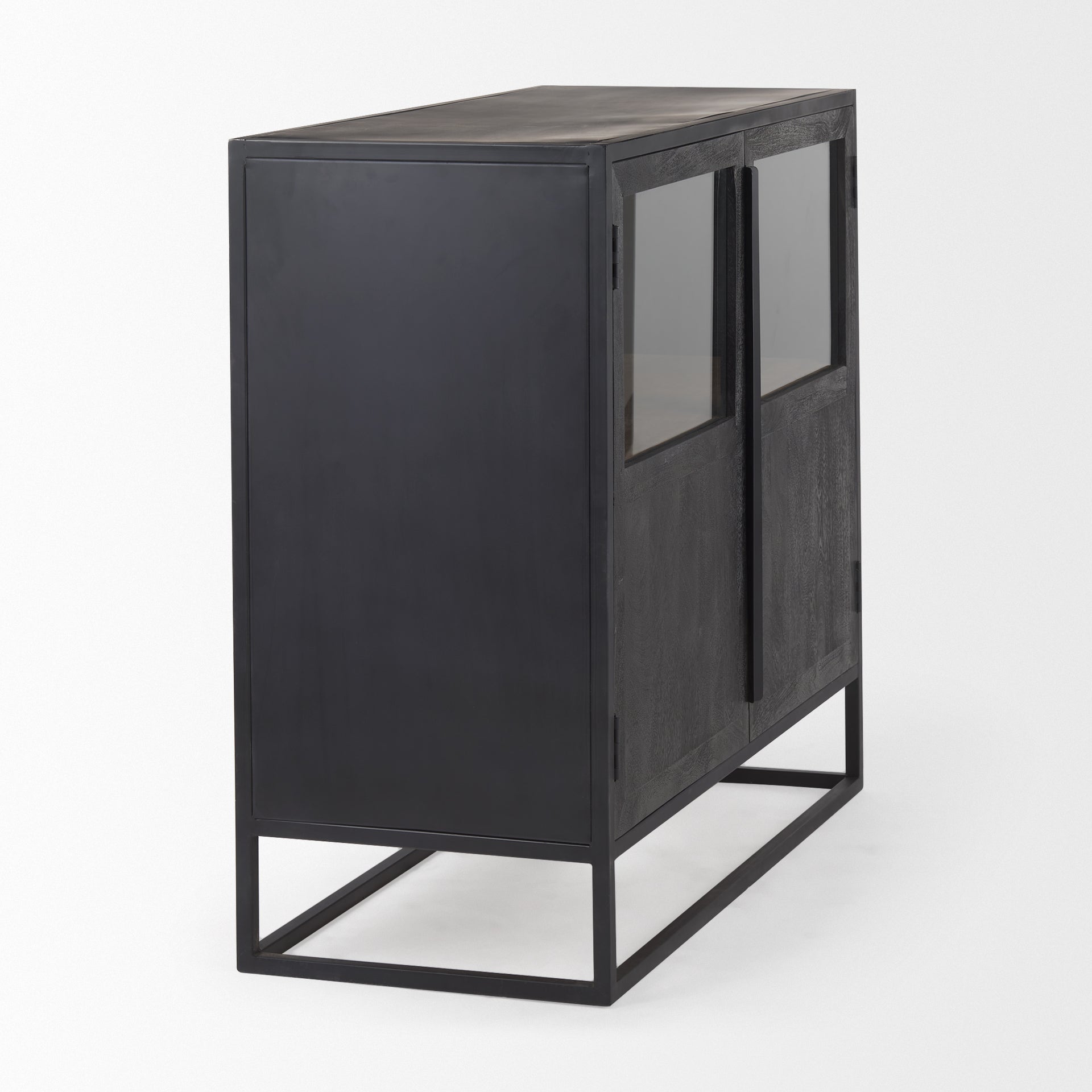 Sloan 40.0W Black Wood W/Black Metal Frame Accent Cabinet
