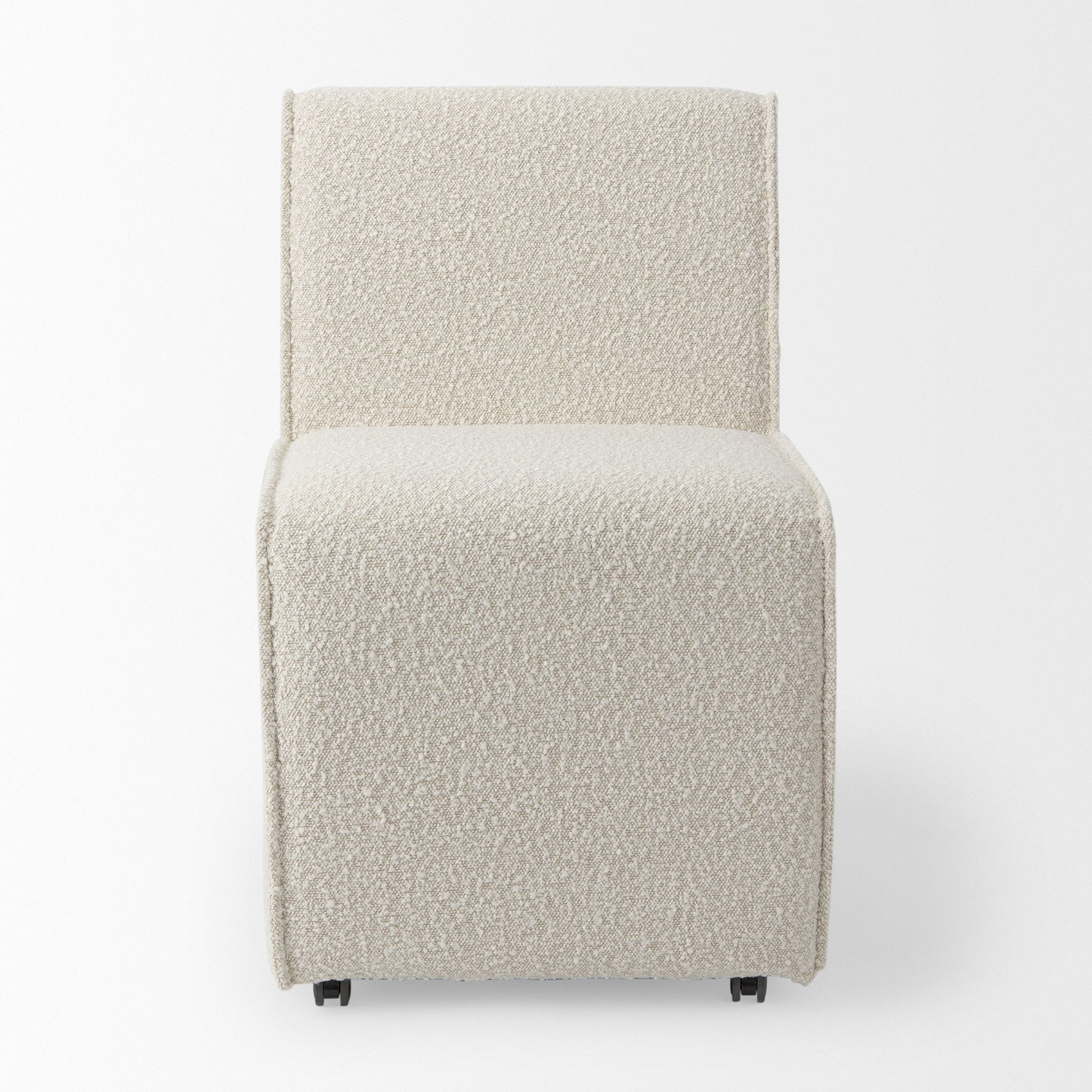 Damon 20.5L x 27.2W x 31.3H Fully Upholstered Cream-Toned Fabric Dining Chair on Casters