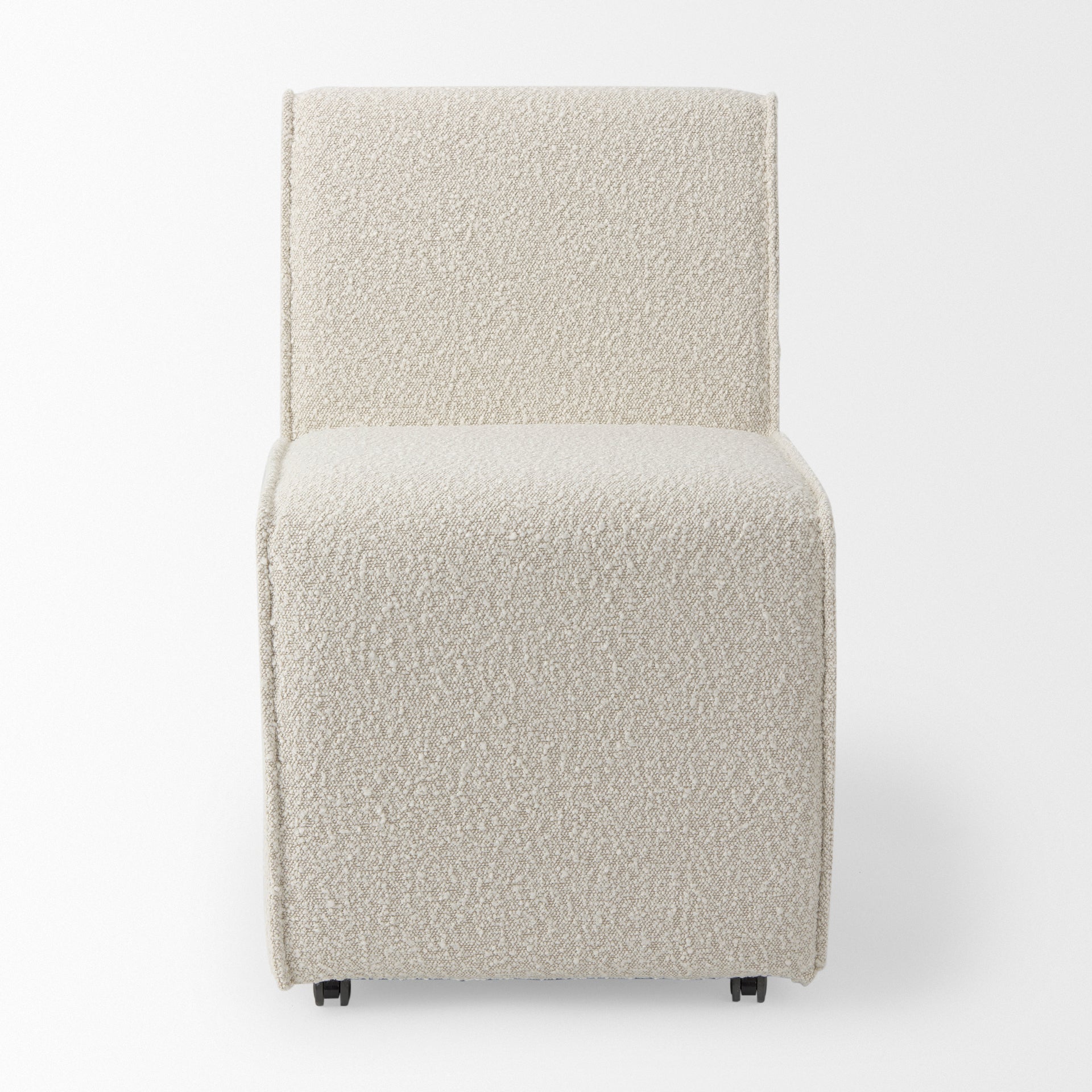 Damon 20.5L x 27.2W x 31.3H Fully Upholstered Cream-Toned Fabric Dining Chair on Casters