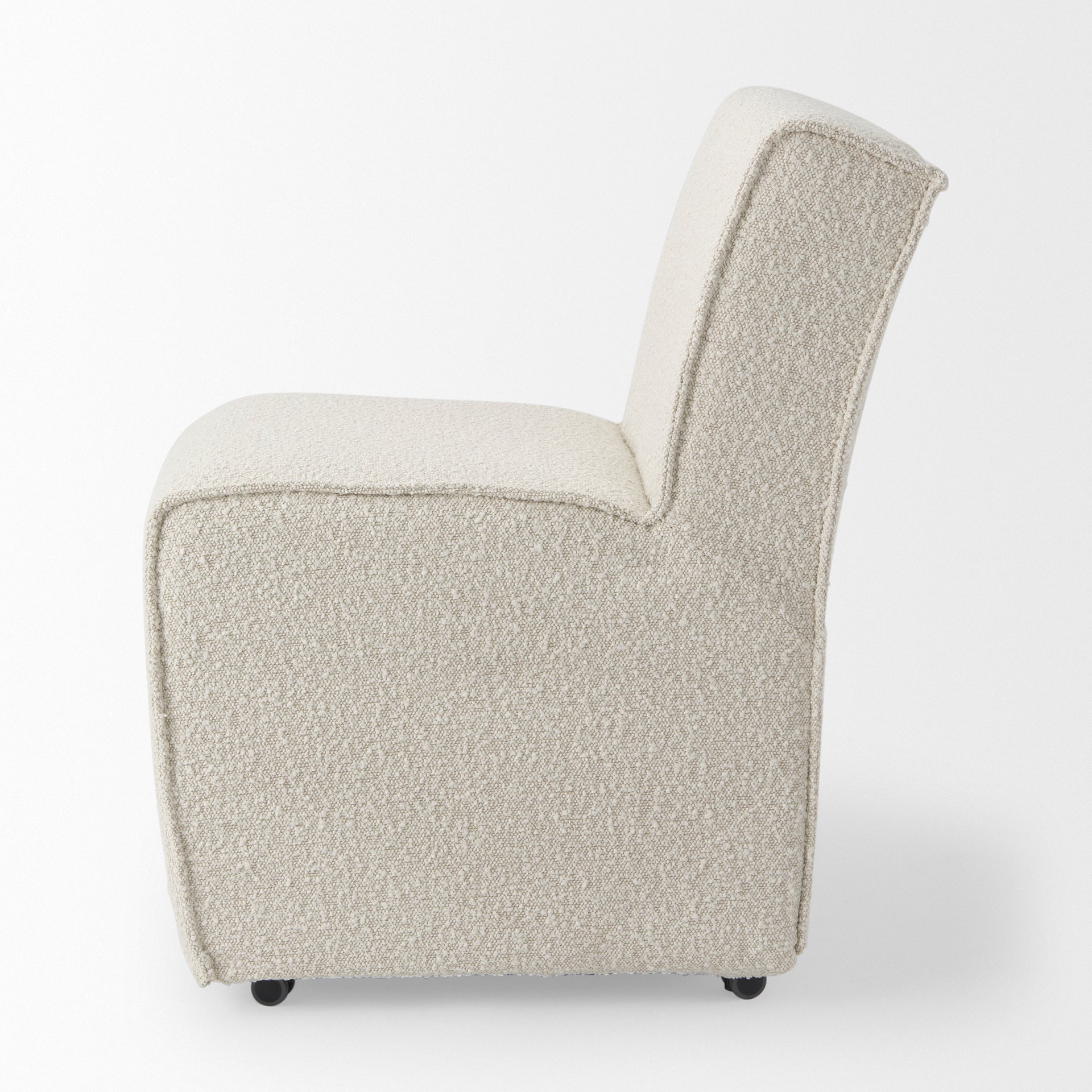 Damon 20.5L x 27.2W x 31.3H Fully Upholstered Cream-Toned Fabric Dining Chair on Casters