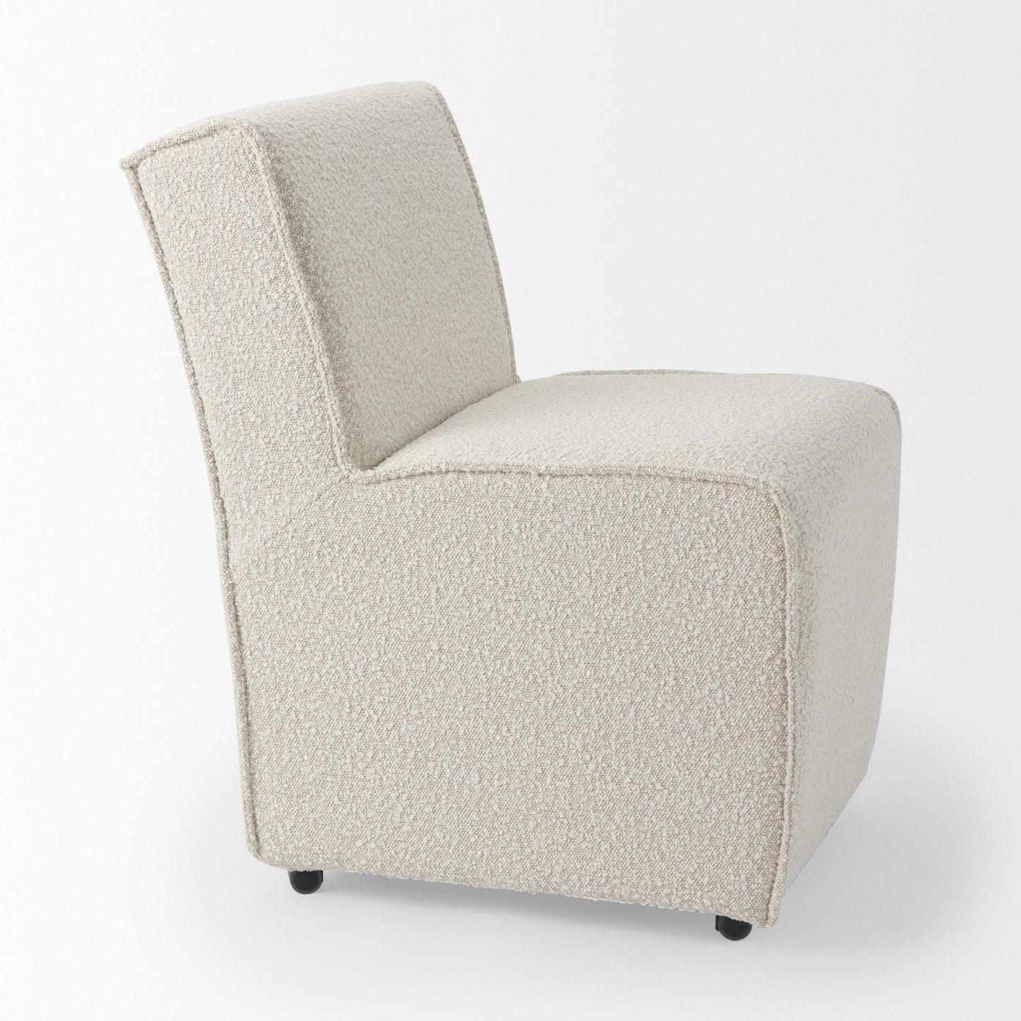 Damon 20.5L x 27.2W x 31.3H Fully Upholstered Cream-Toned Fabric Dining Chair on Casters