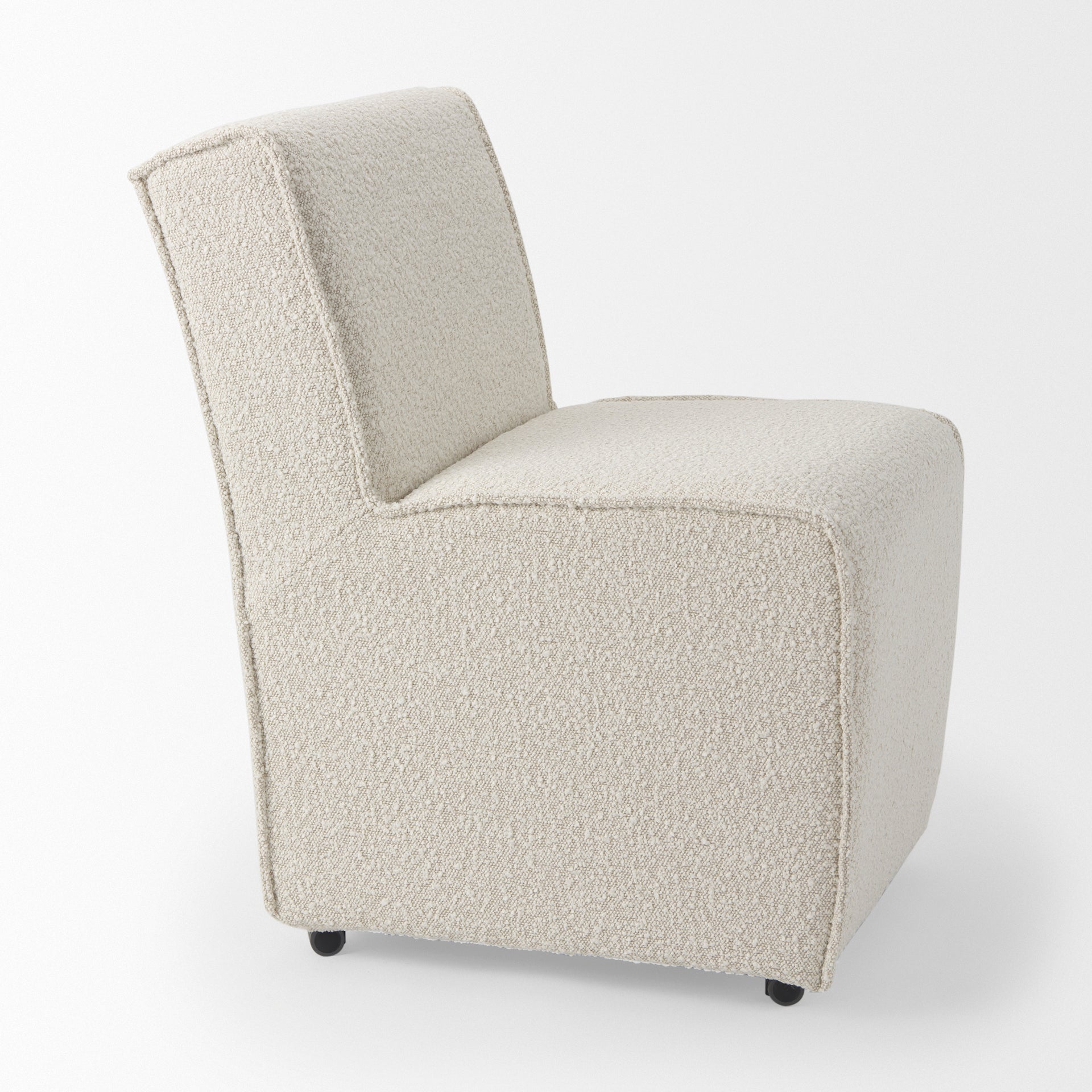 Damon 20.5L x 27.2W x 31.3H Fully Upholstered Cream-Toned Fabric Dining Chair on Casters