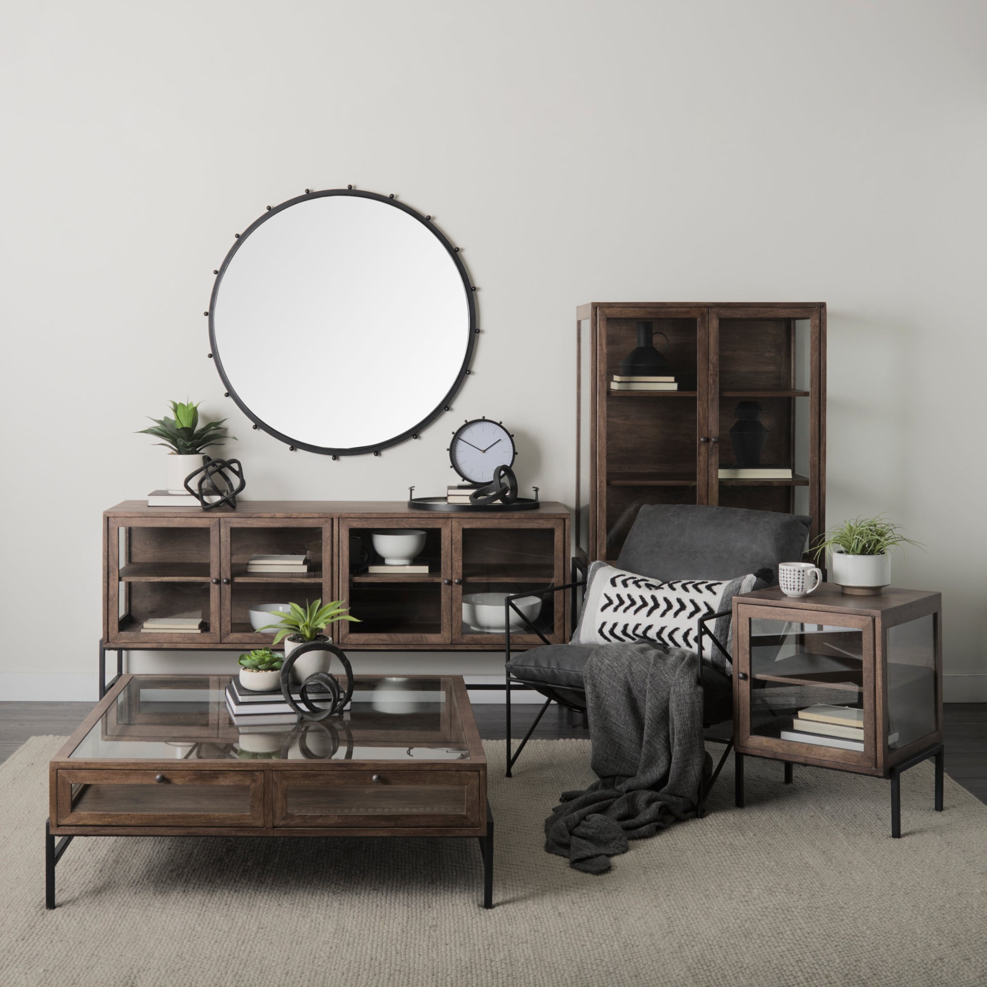 Elena Wall Mirror Black Metal | 44’’ - wall-mirrors-grouped