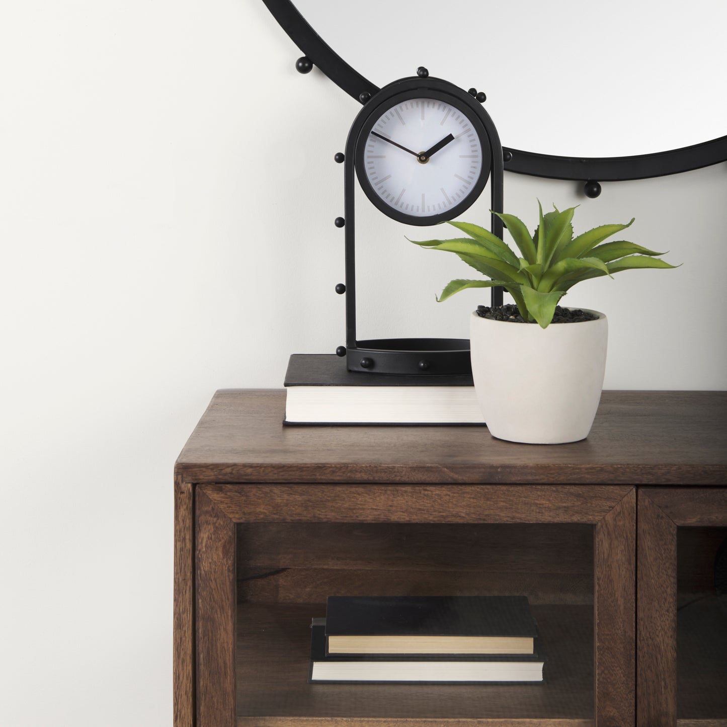 Marian 7.5L x 5.7W x 13.0H Black Studded  Table Clock