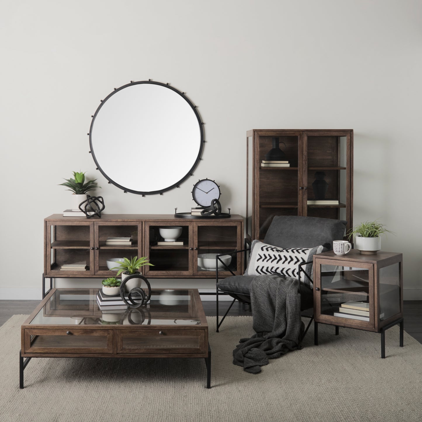 Arelius Sideboard Medium Brown Wood | Black Metal - sideboards-and-buffets