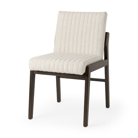 Tahoe Dining Chair Cream Fabric | Black-Brown Wood | Armless