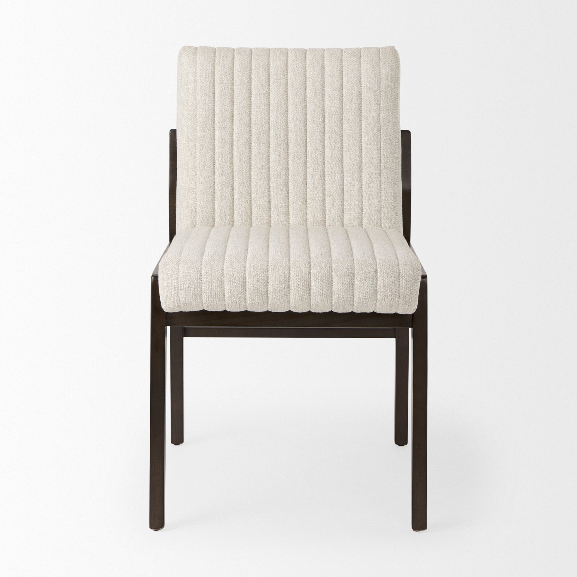 Tahoe Cream Fabric and Black-Brown Wood Dining Chair