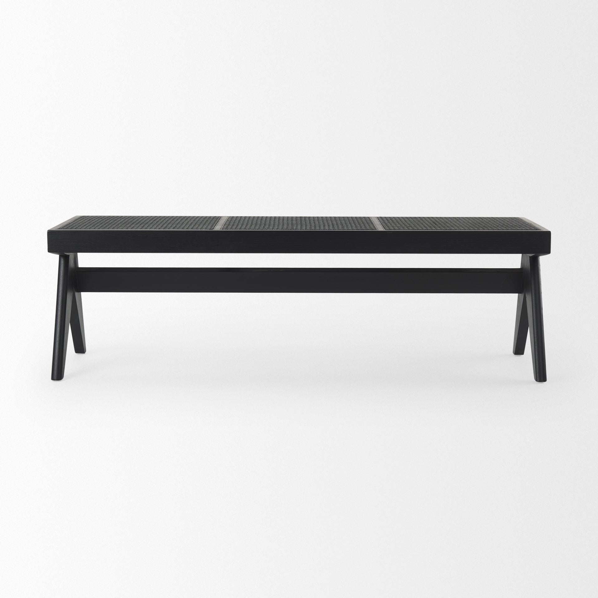 Arvin 59.1L x 17.7W x 18.1H Black Wooden Bench