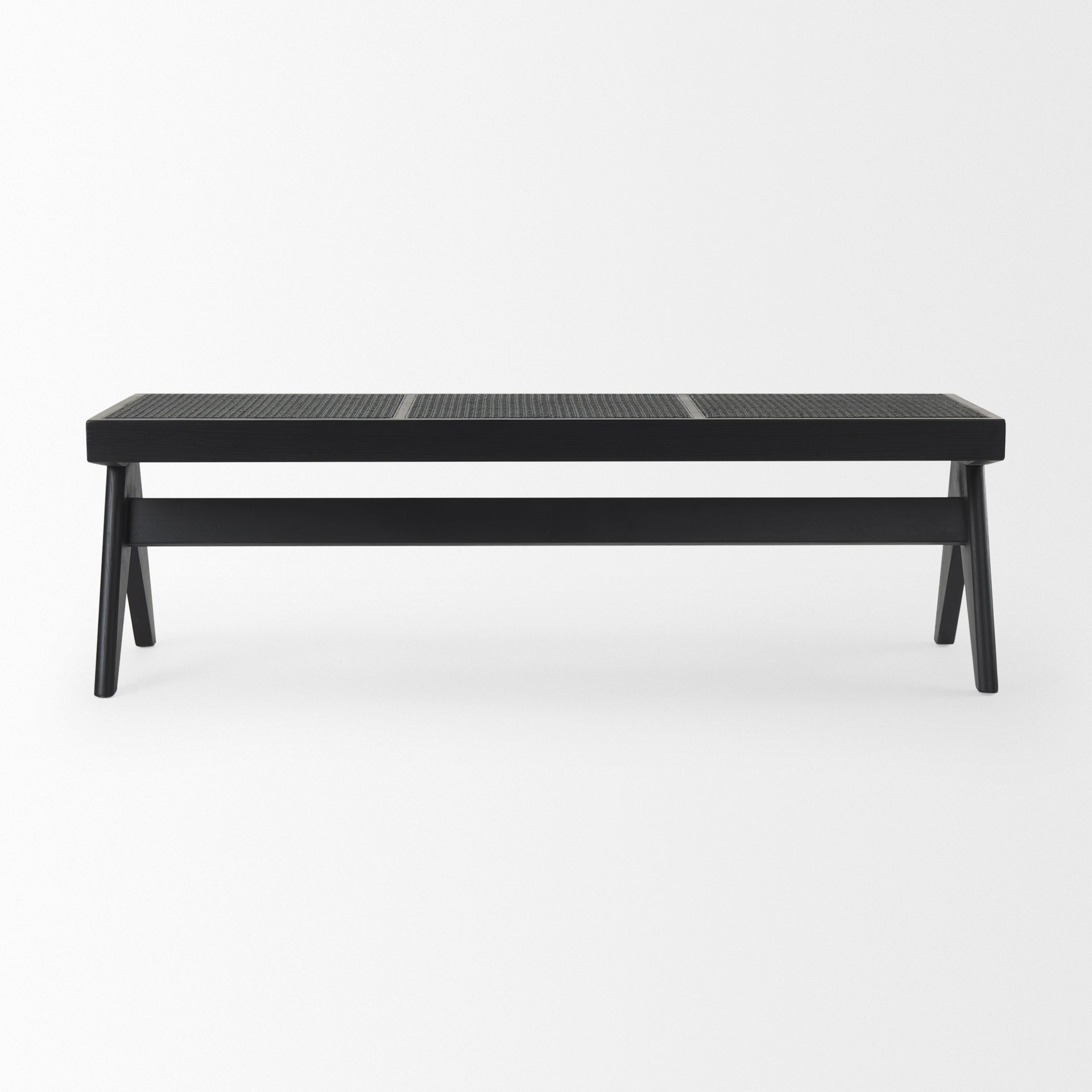 Arvin 59.1L x 17.7W x 18.1H Black Wooden Bench