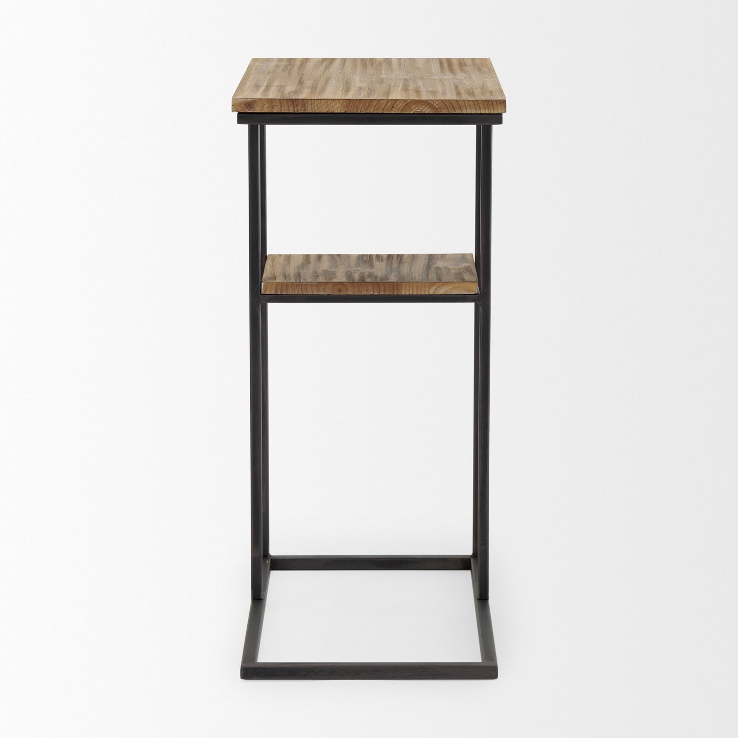 Ronin 25"H Rectangle 2-Tier Wood w/ Black Metal Accent Table