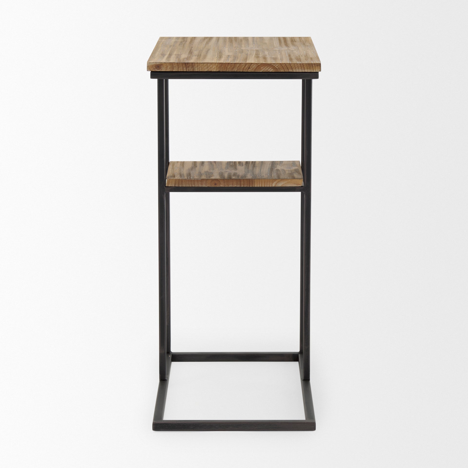 Ronin 25"H Rectangle 2-Tier Wood w/ Black Metal Accent Table