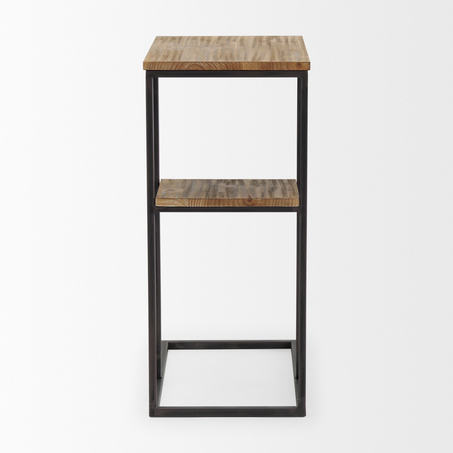 Ronin 25"H Rectangle 2-Tier Wood w/ Black Metal Accent Table