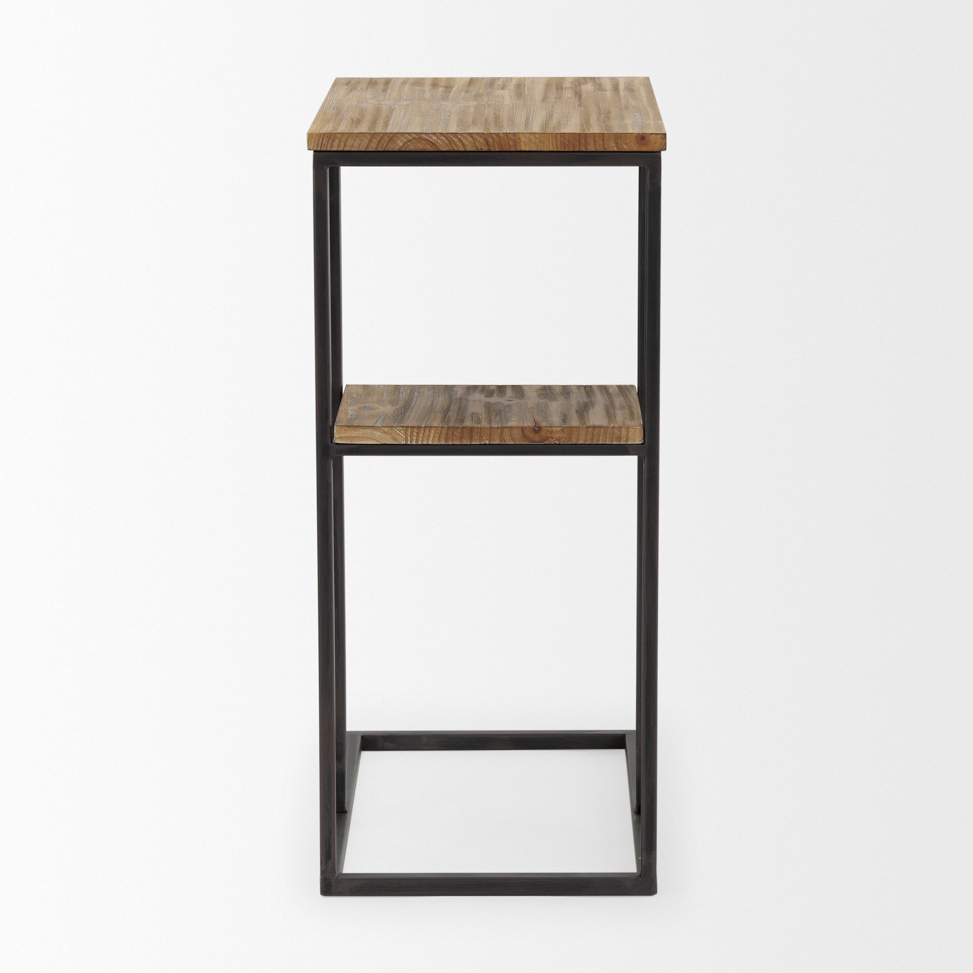 Ronin 25"H Rectangle 2-Tier Wood w/ Black Metal Accent Table