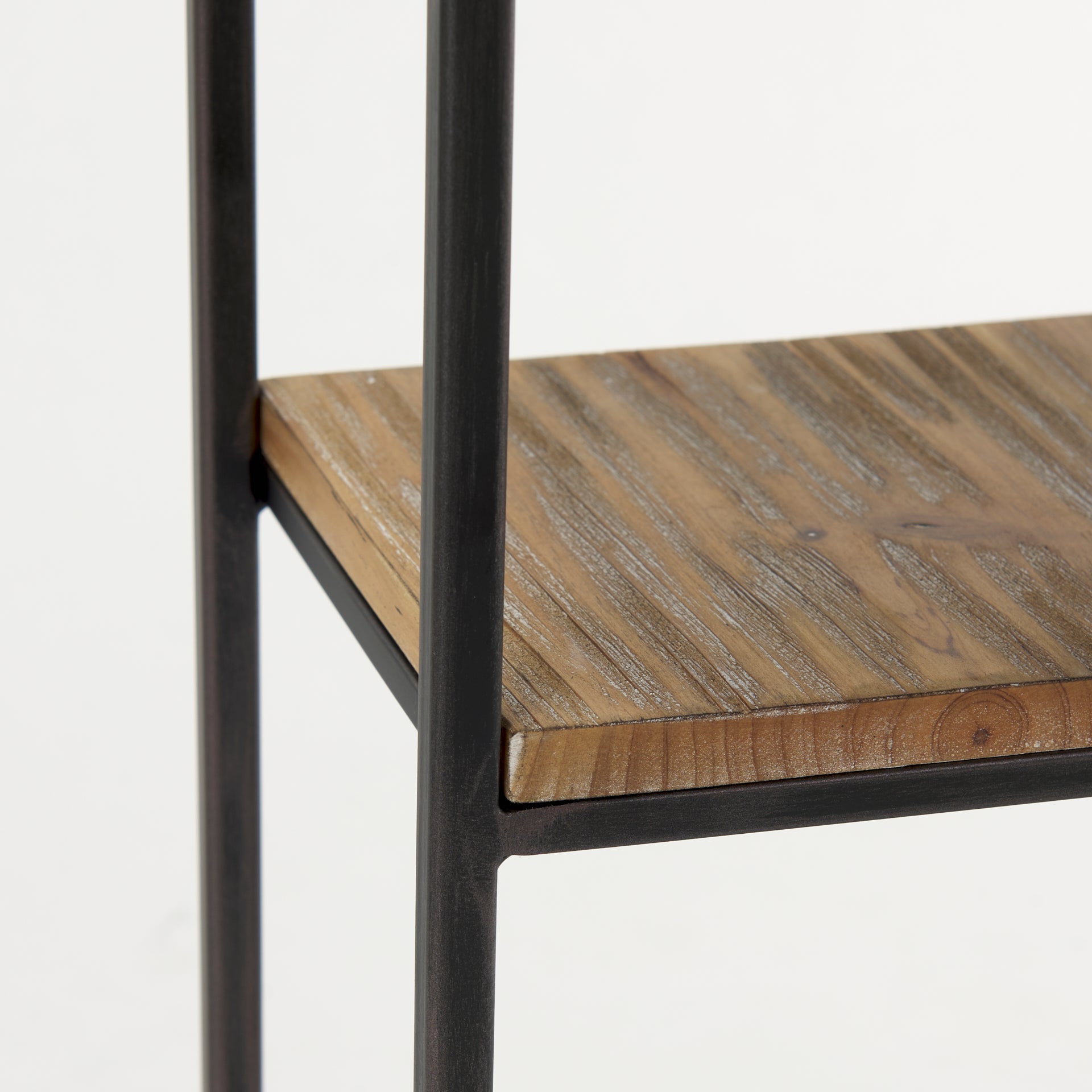 Ronin 25"H Rectangle 2-Tier Wood w/ Black Metal Accent Table